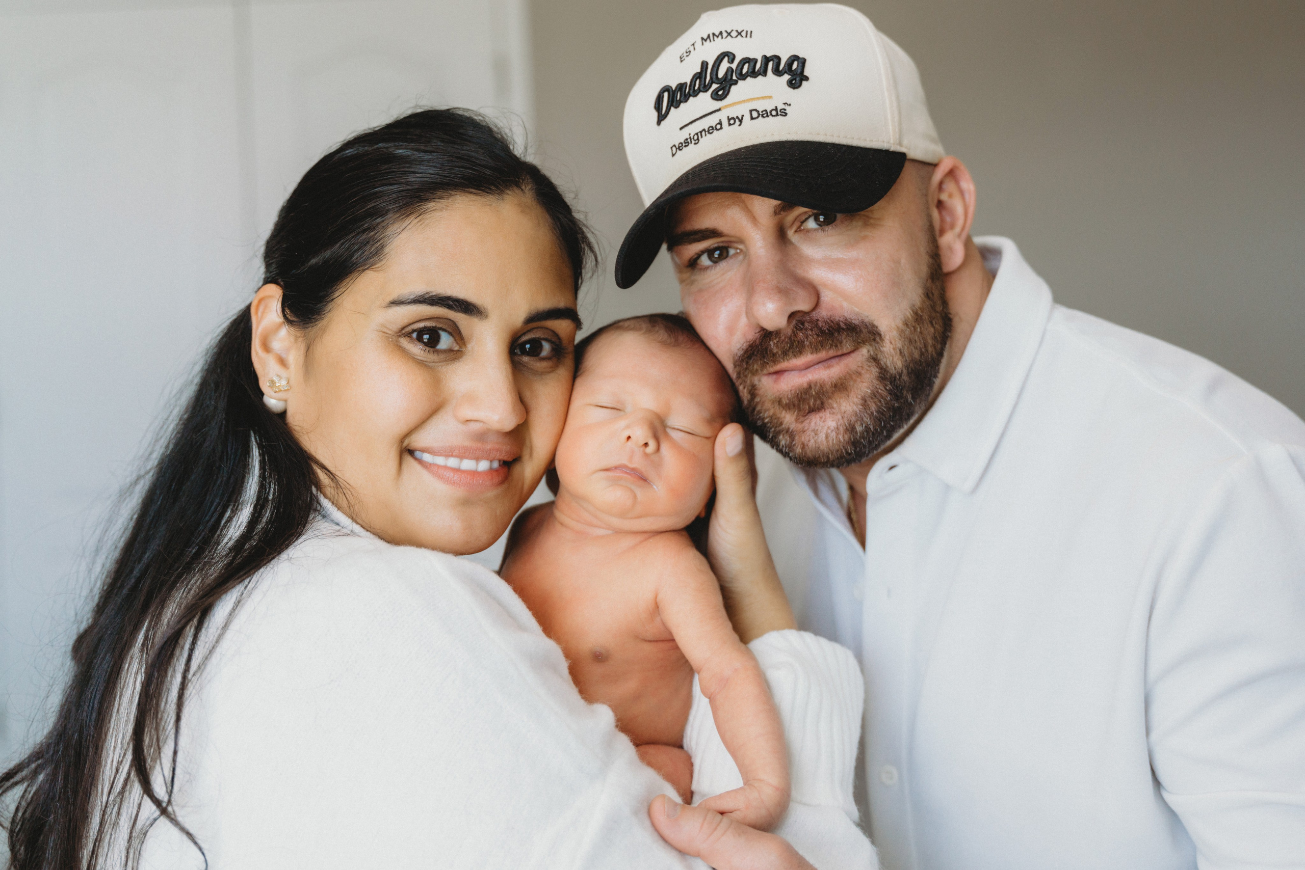 Portraits of mom dad and baby