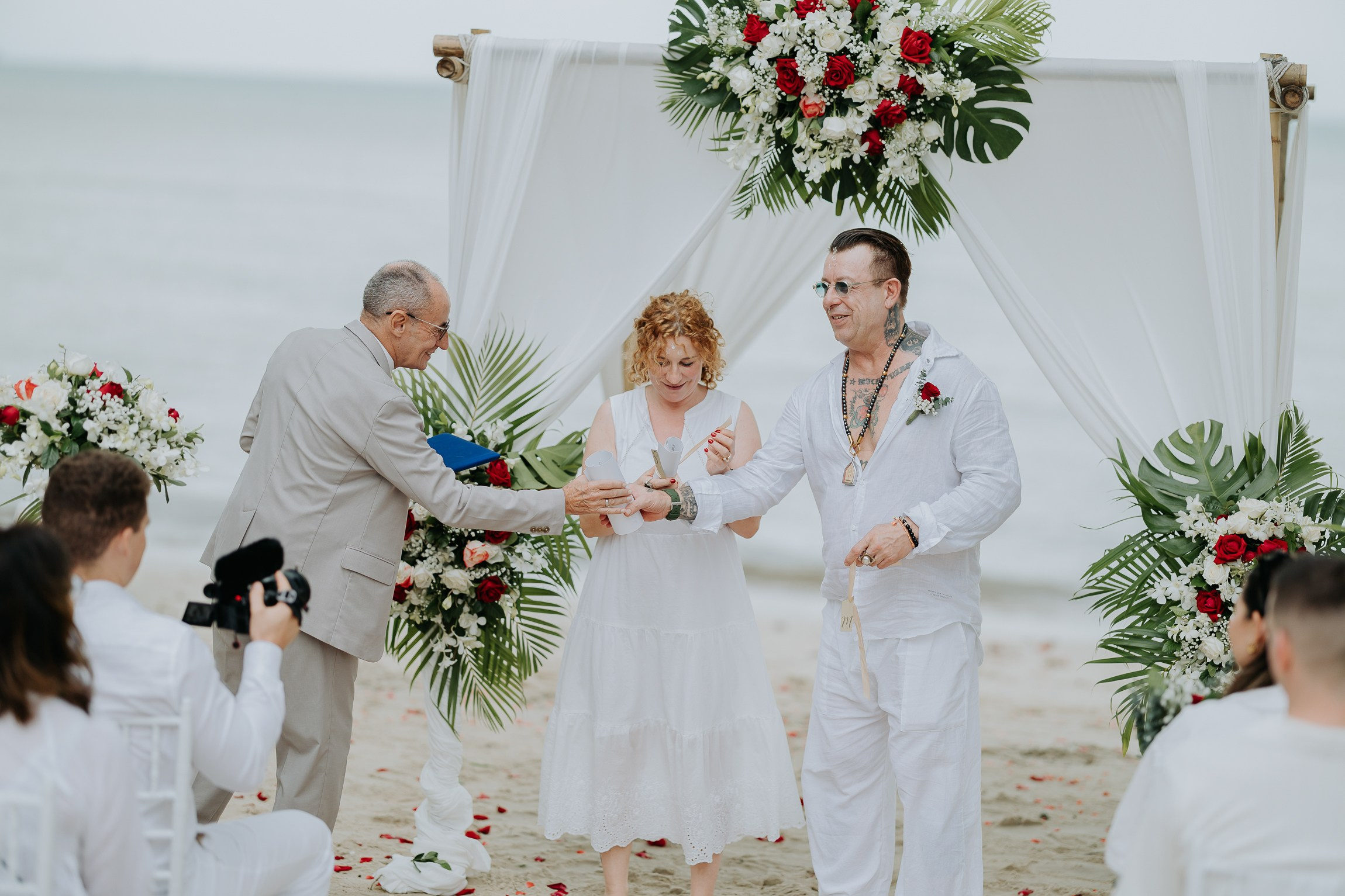 Simone & Matthias Peter. Buddhist blessing wedding Ceremony on Koh Samui, Thailand