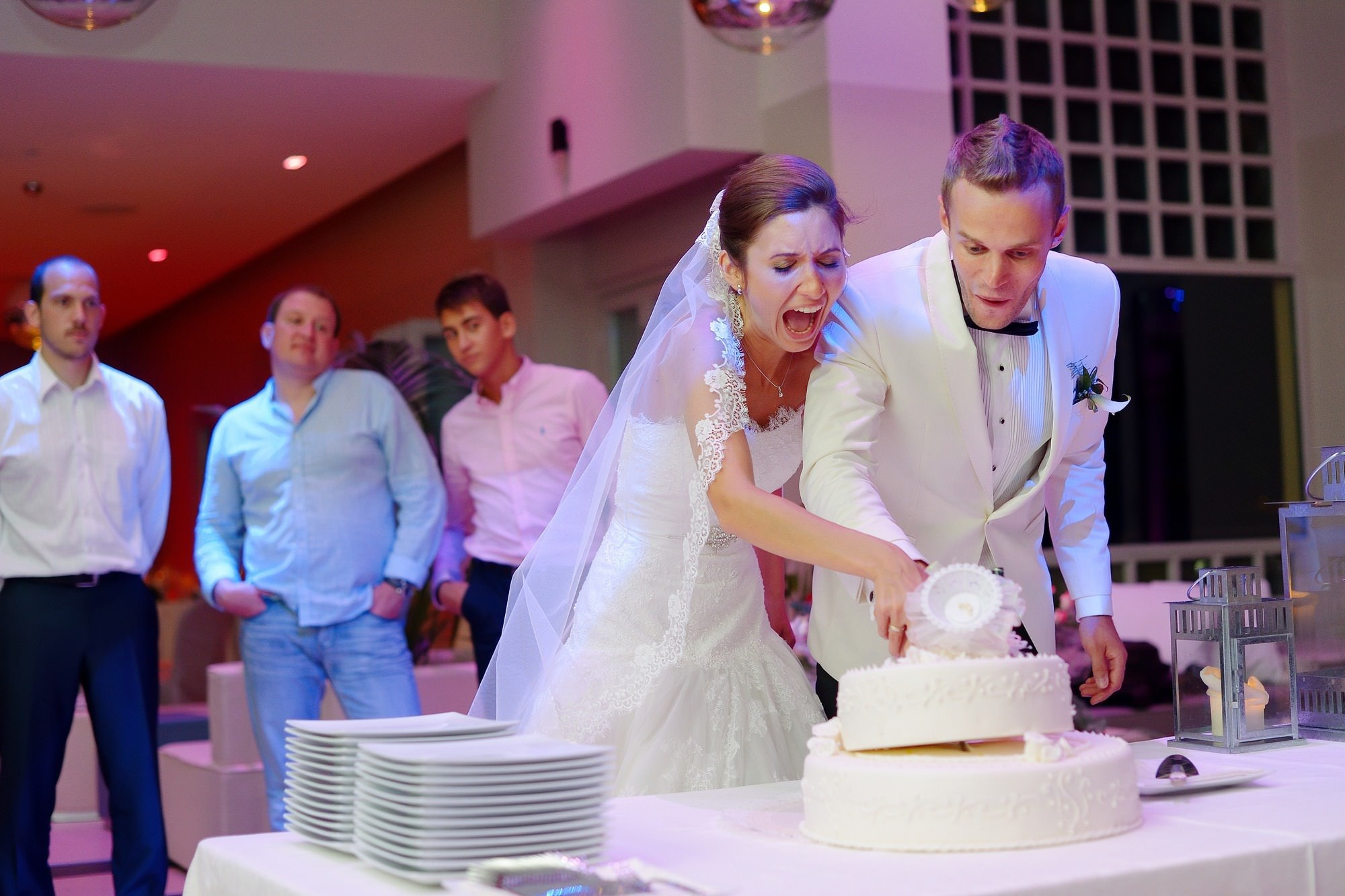 Wedding cake cutting Lake Como Italy