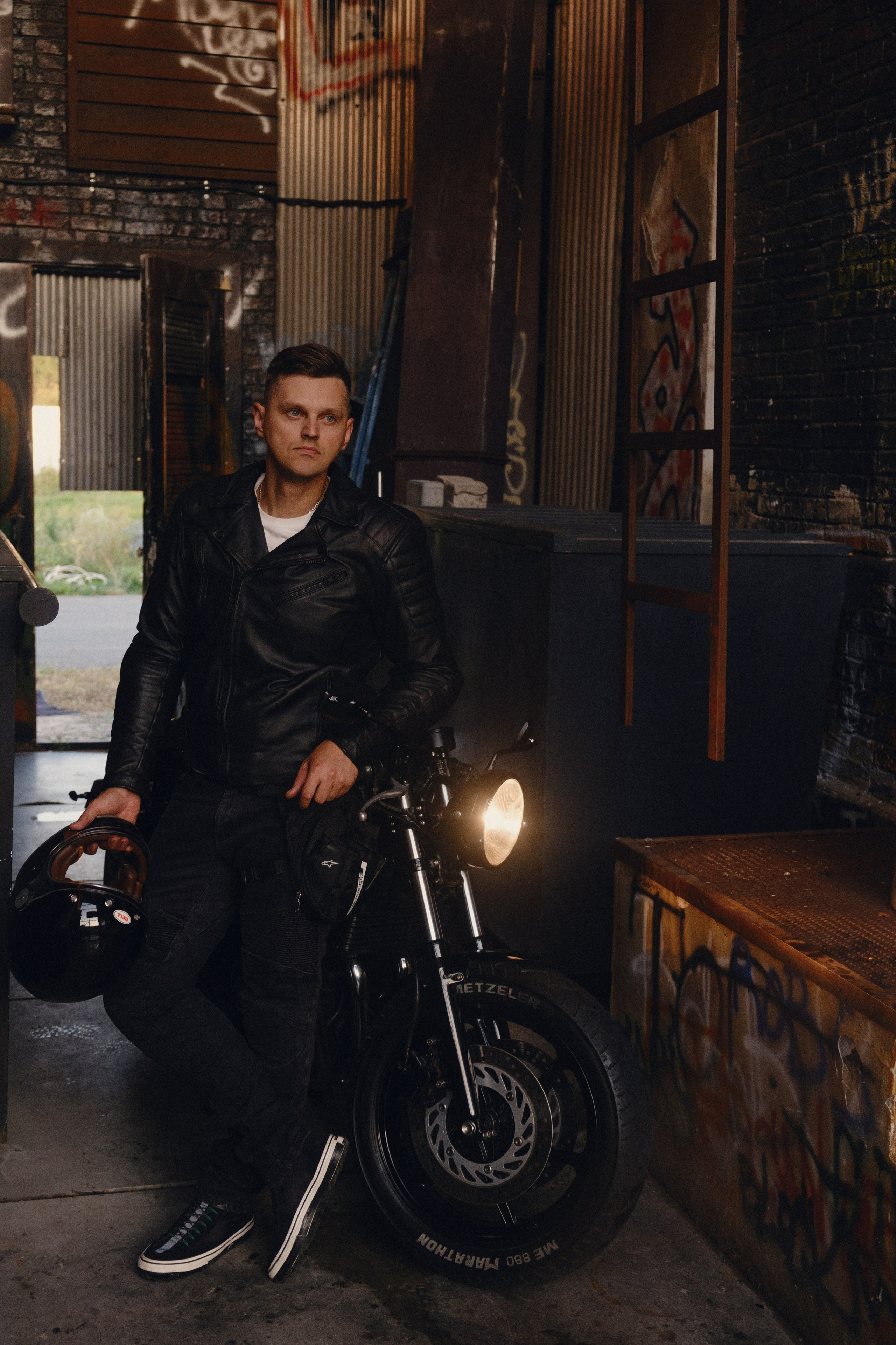 Café Racer Style Photography — Brutal Man & Custom Bike