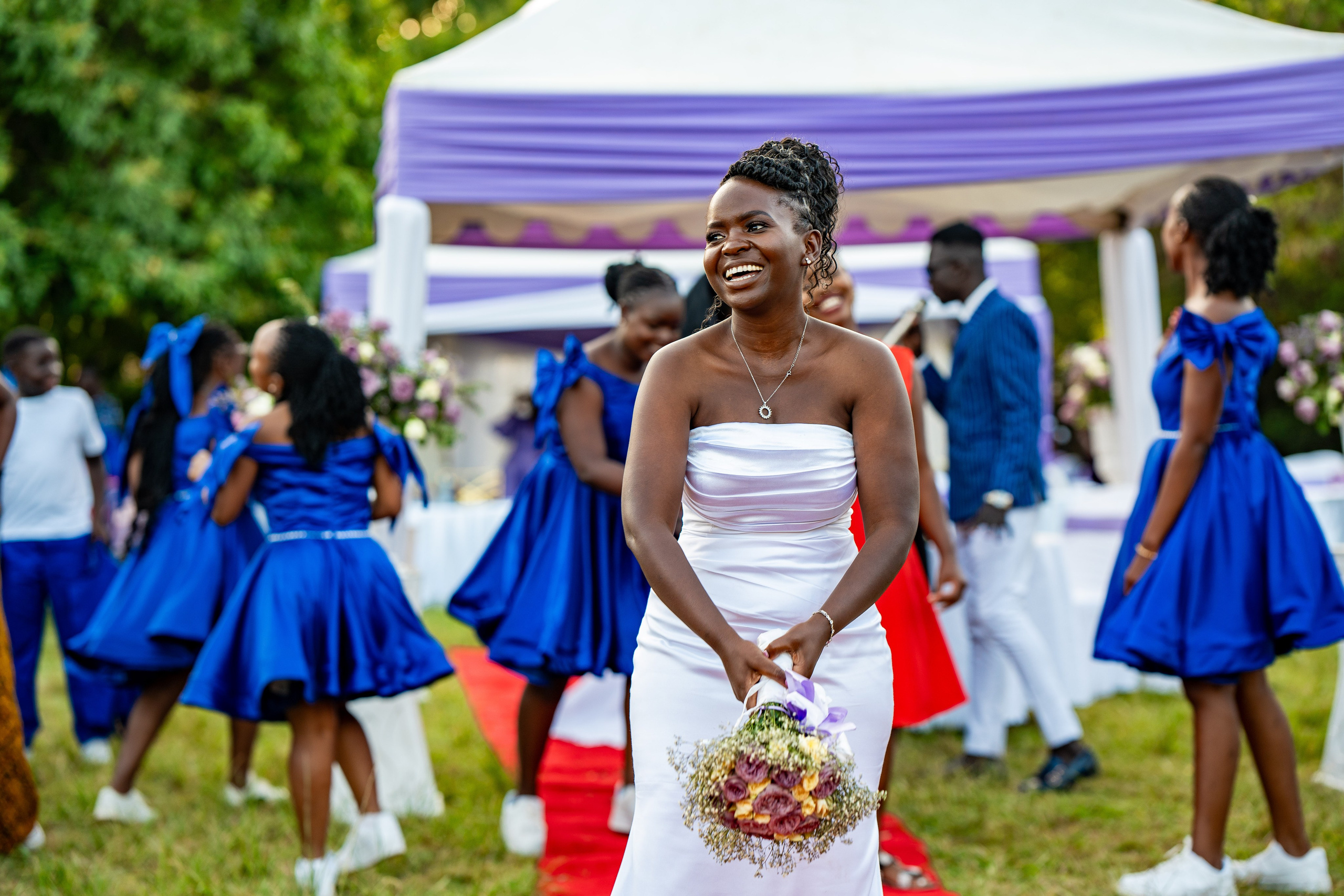 A bride is ready to toss the bouquet -Nairobi weddings
