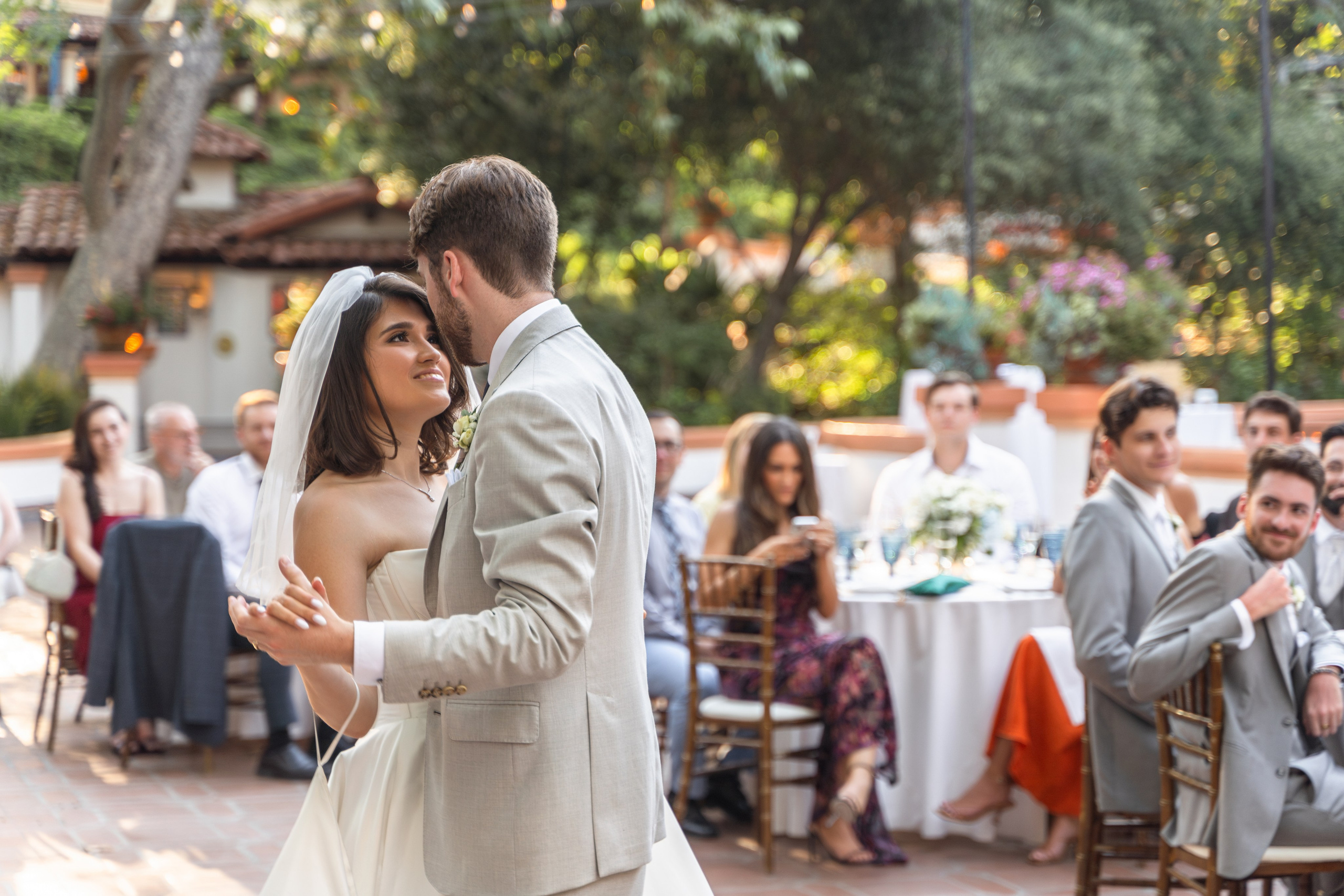 Wedding bride and groom first dance light and airy photo