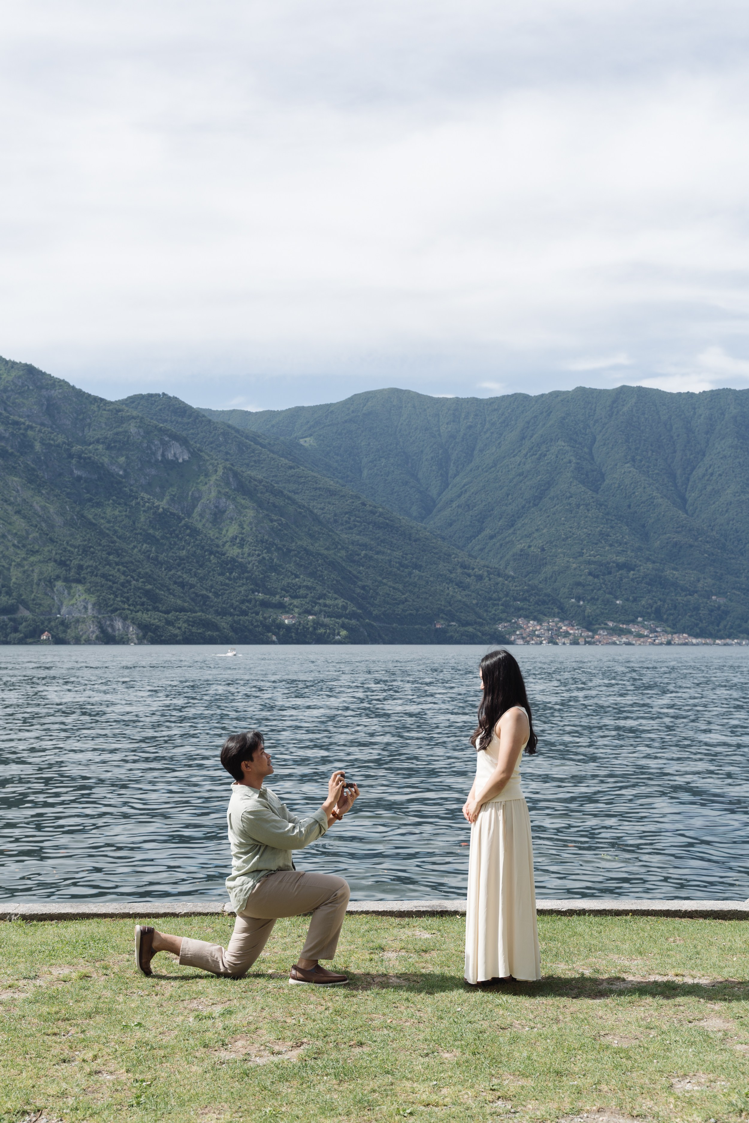 Tremezzo Sunrise Proposal. Lake Como Proposal Photographer | Surprise Proposals & Engagements