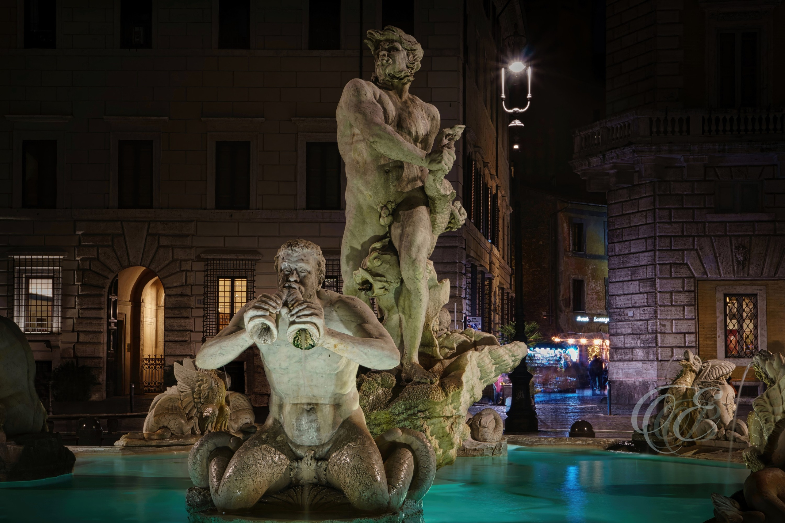 Rome Italy - Piazza Navona The Fountain of the Moro - Eduardo Bartoli Fine Art Photography - The Fountain of the Moro in Piazza Navona, Rome, Italy – fine art photography by Eduardo Bartoli.