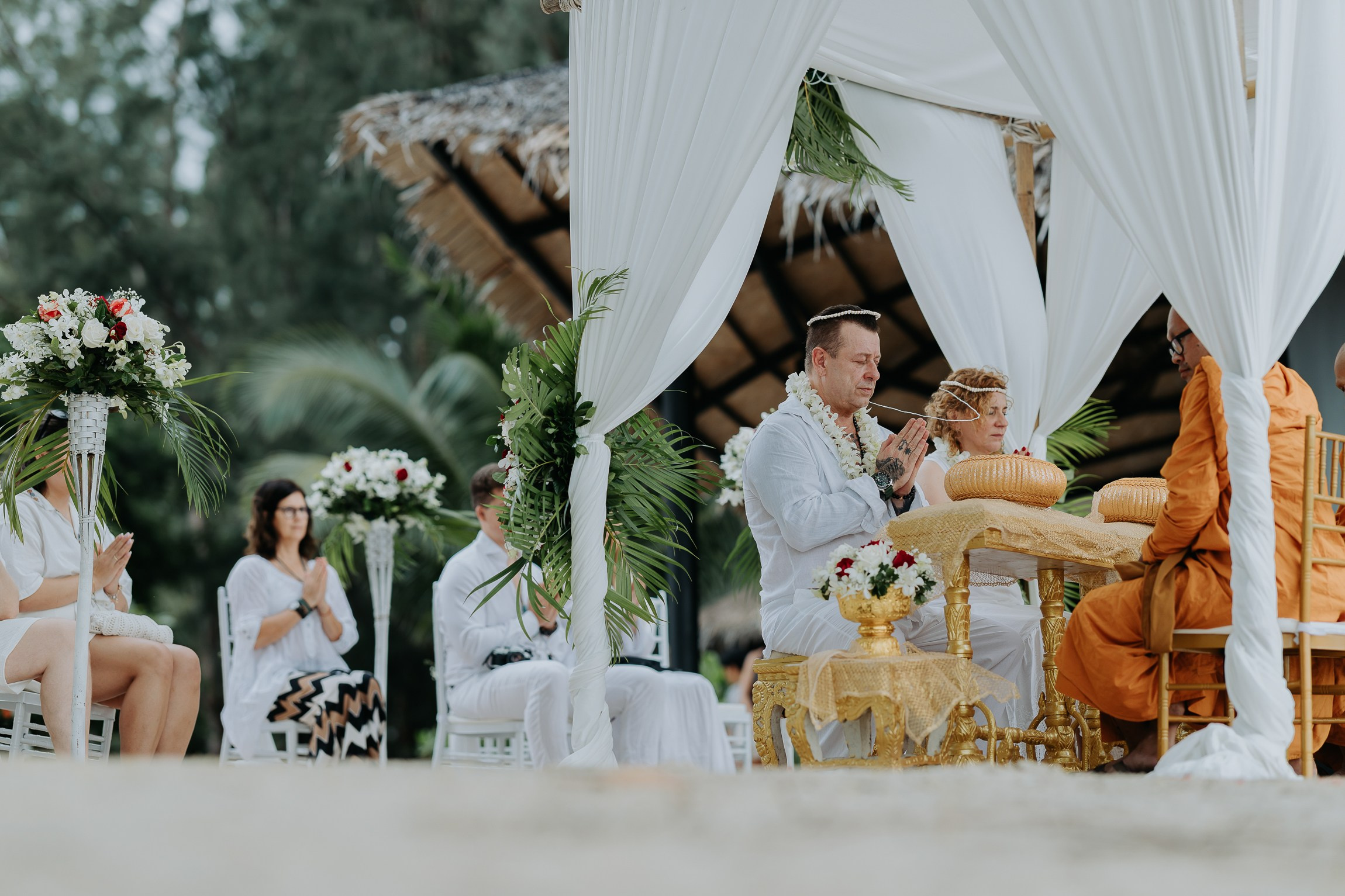 Simone & Matthias Peter. Buddhist blessing wedding Ceremony on Koh Samui, Thailand