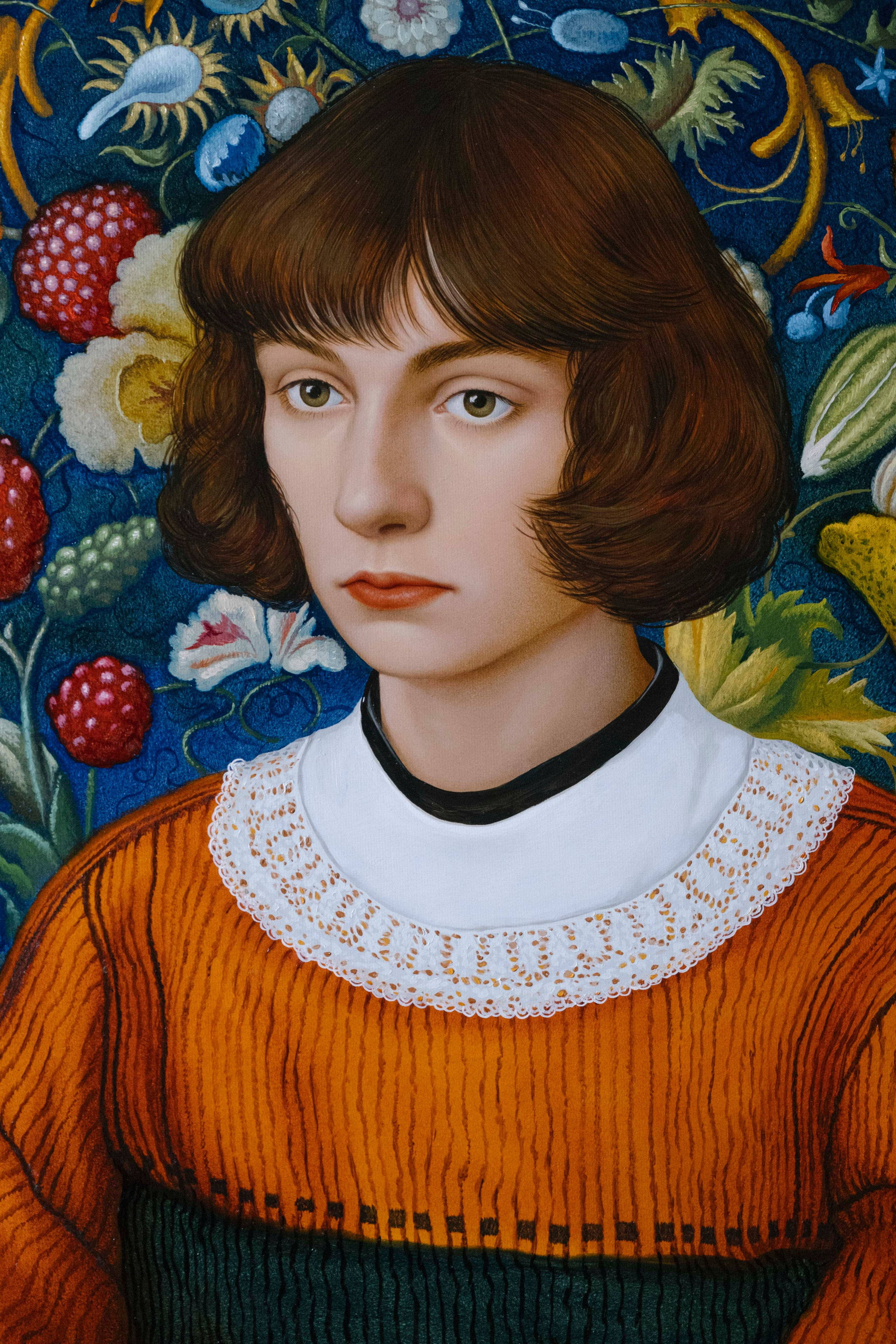 Portrait on a Blue Background. ELEN BEZHEN