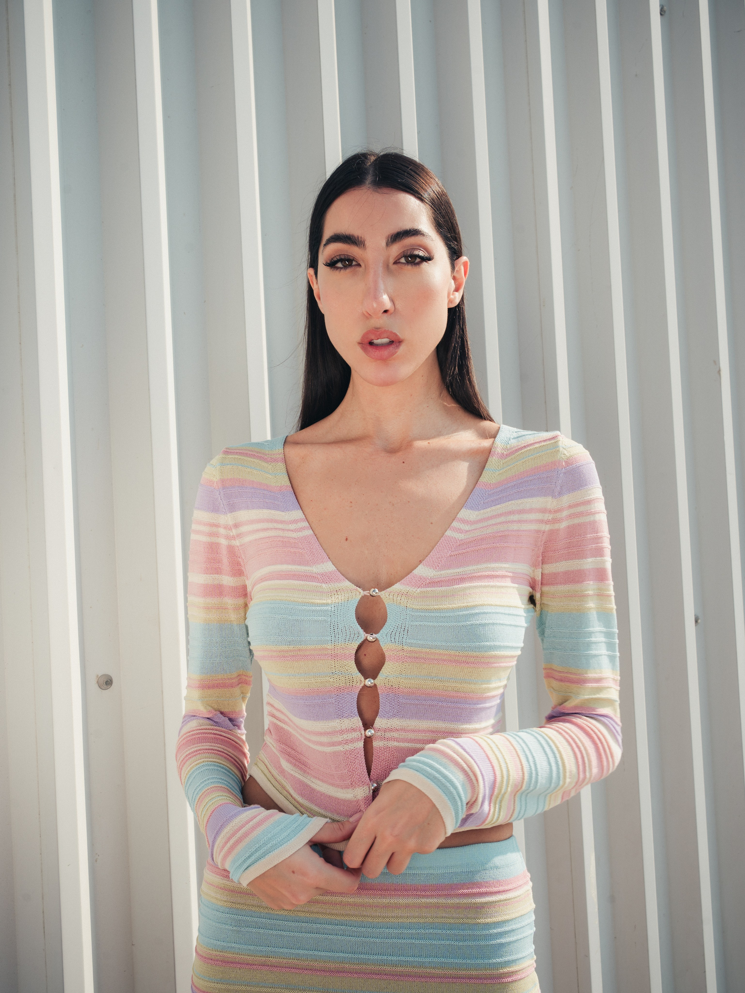 #E3C Sun lines. Alisha Geva | Contemporary fashion women’s portrait Dubai