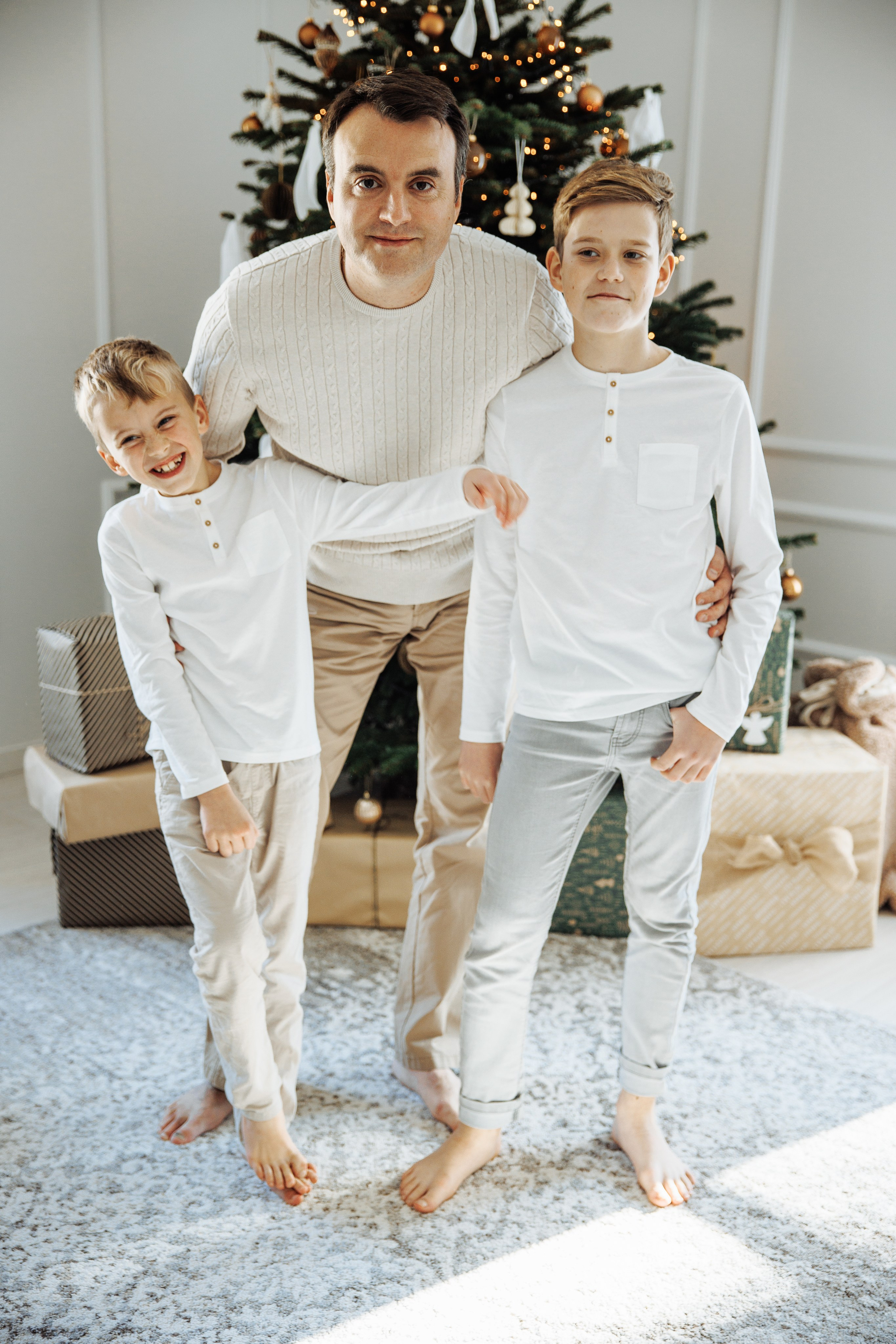 Father with sons at Christmas