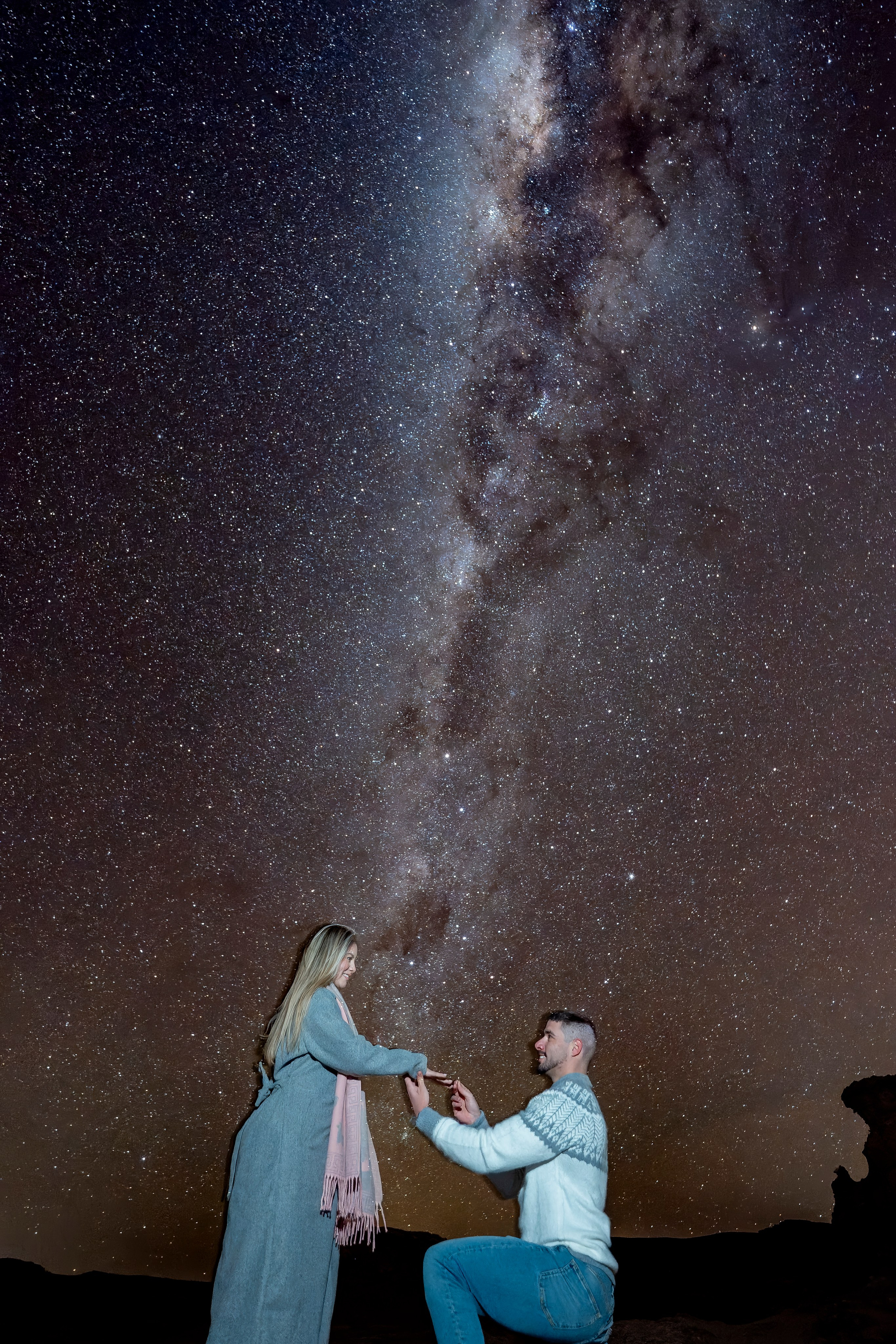 Vallecito Noturno — Pedido de casamento. Fotografo en San Pedro de Atacama