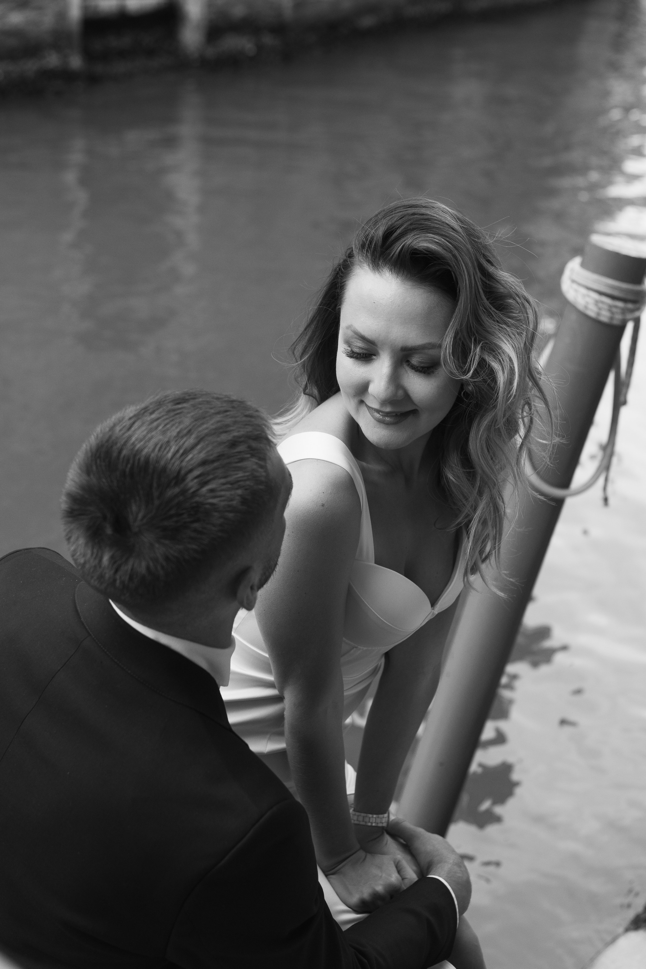 Love story in night Venice