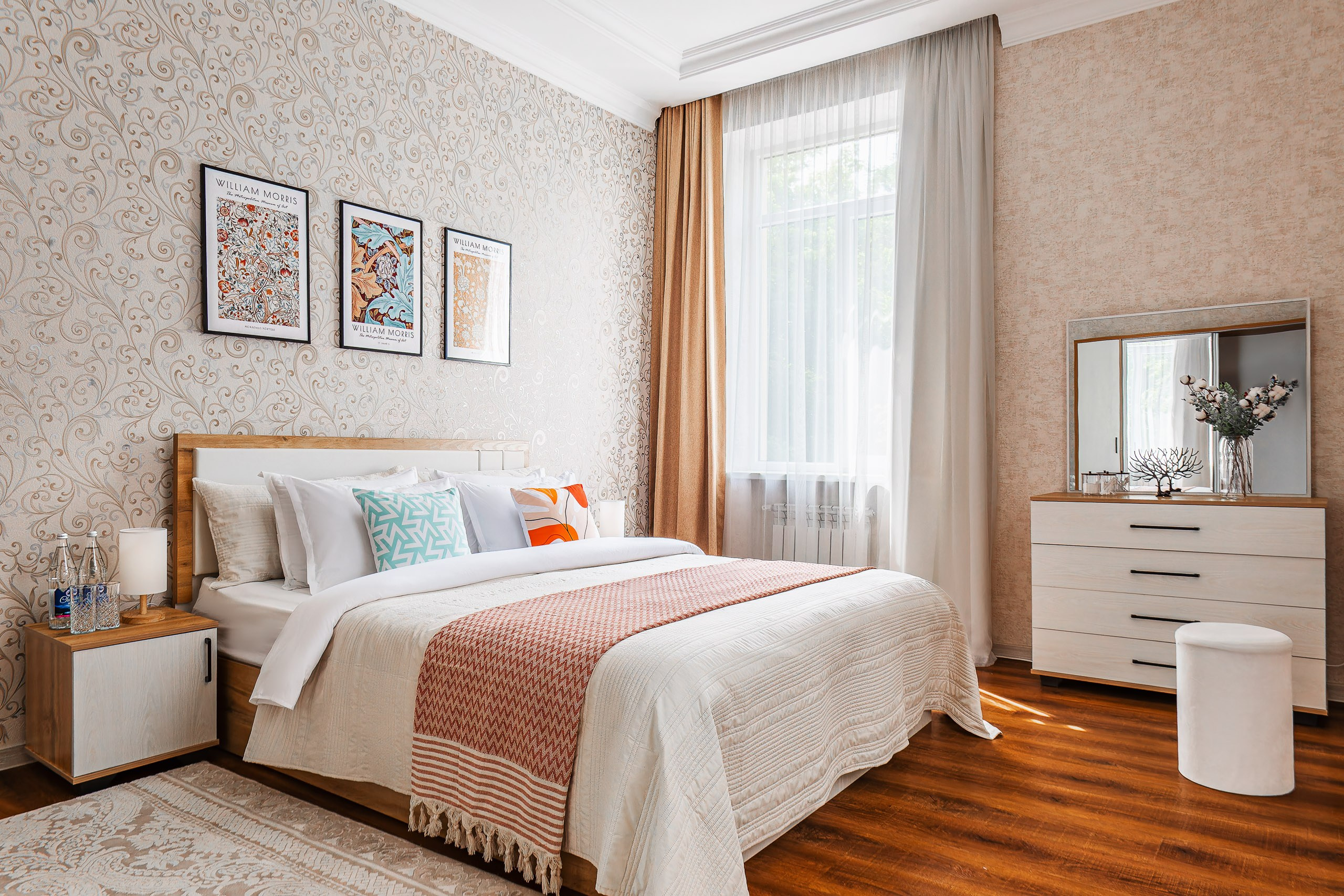 Interior photographer Tashkent — modern bedroom with natural light.