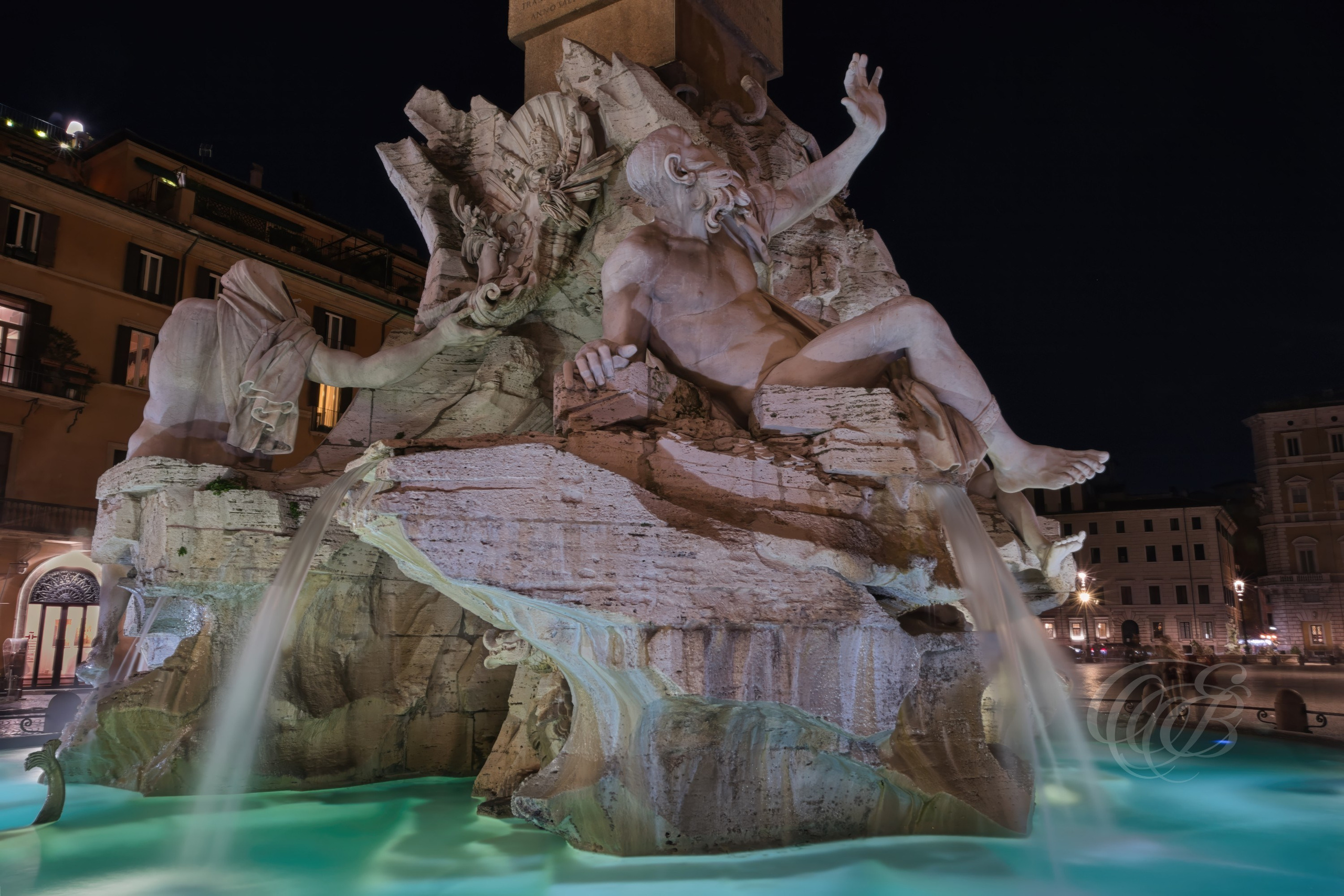 ITALY – ROME – Fontana dei Quattro Fiumi in Piazza Navona, Baroque fountain sculpture in central Rome, photography of Italy, Eduardo Bartoli Photography