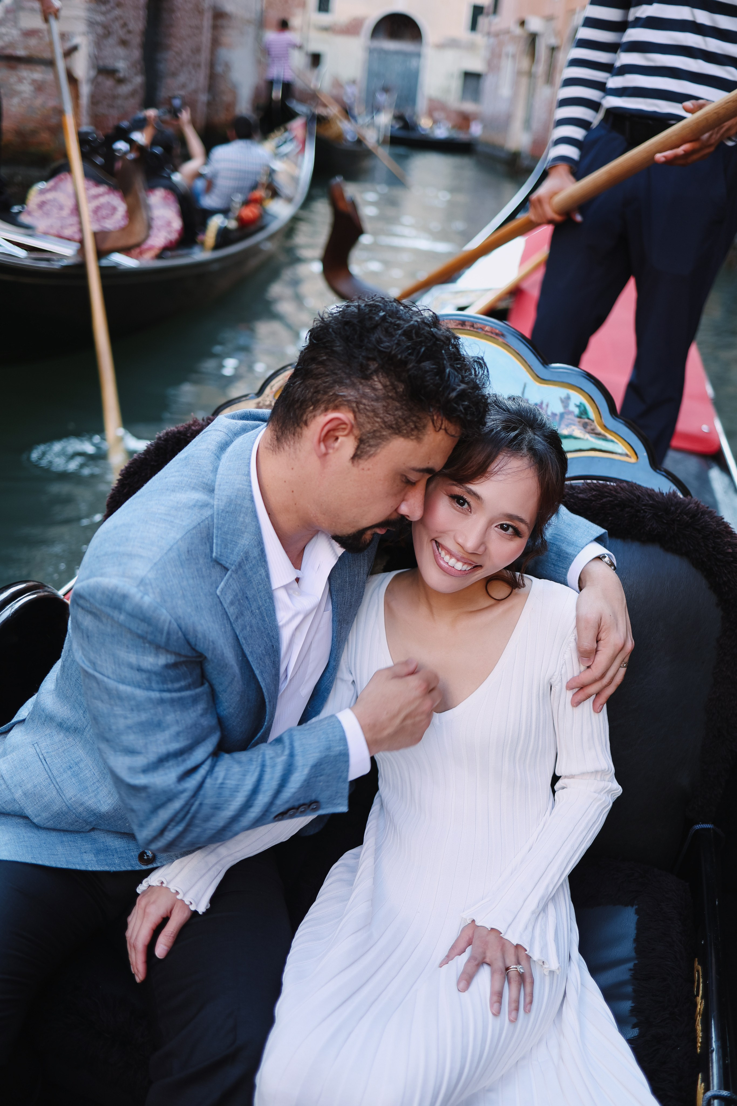 lovers takin gondola ride in venice