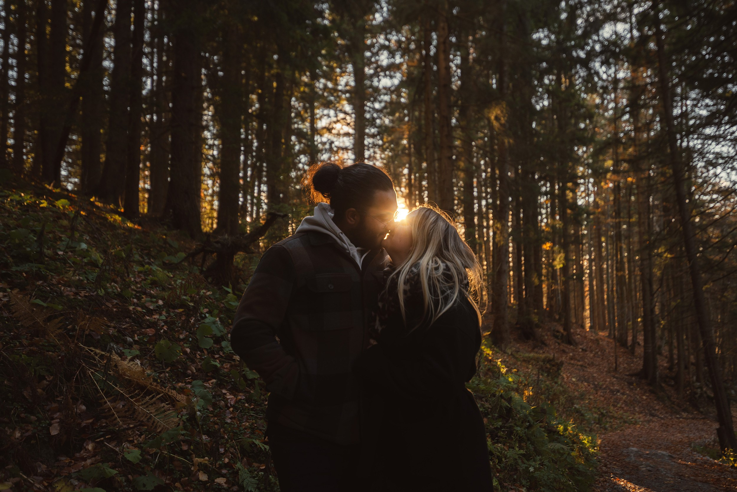 Wallberg Kiss: a couple in the forest during sunset, slopes of Mount Wallberg․