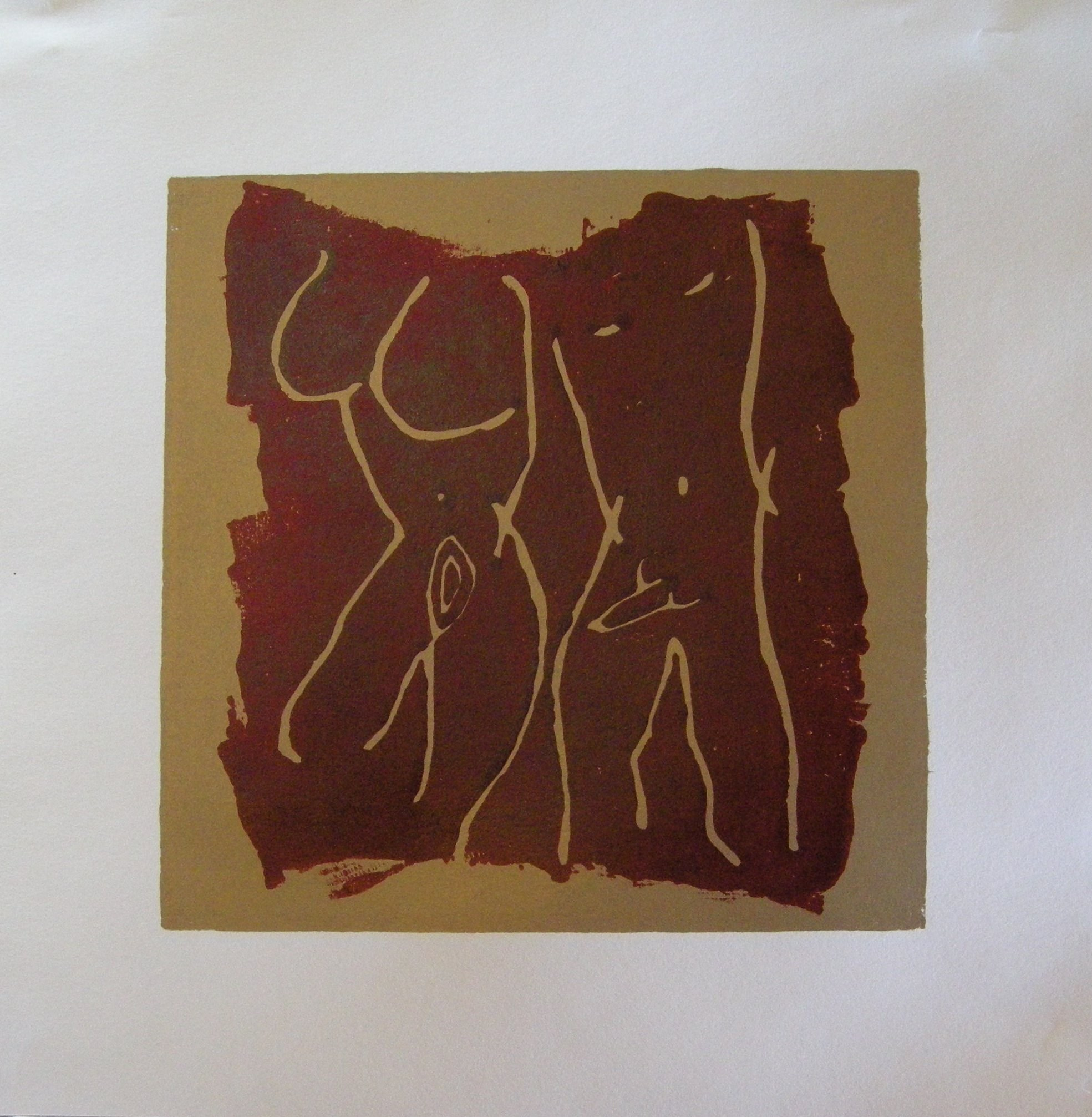 Akt rot-gold 2025 - 20x20 auf Papier 30x30