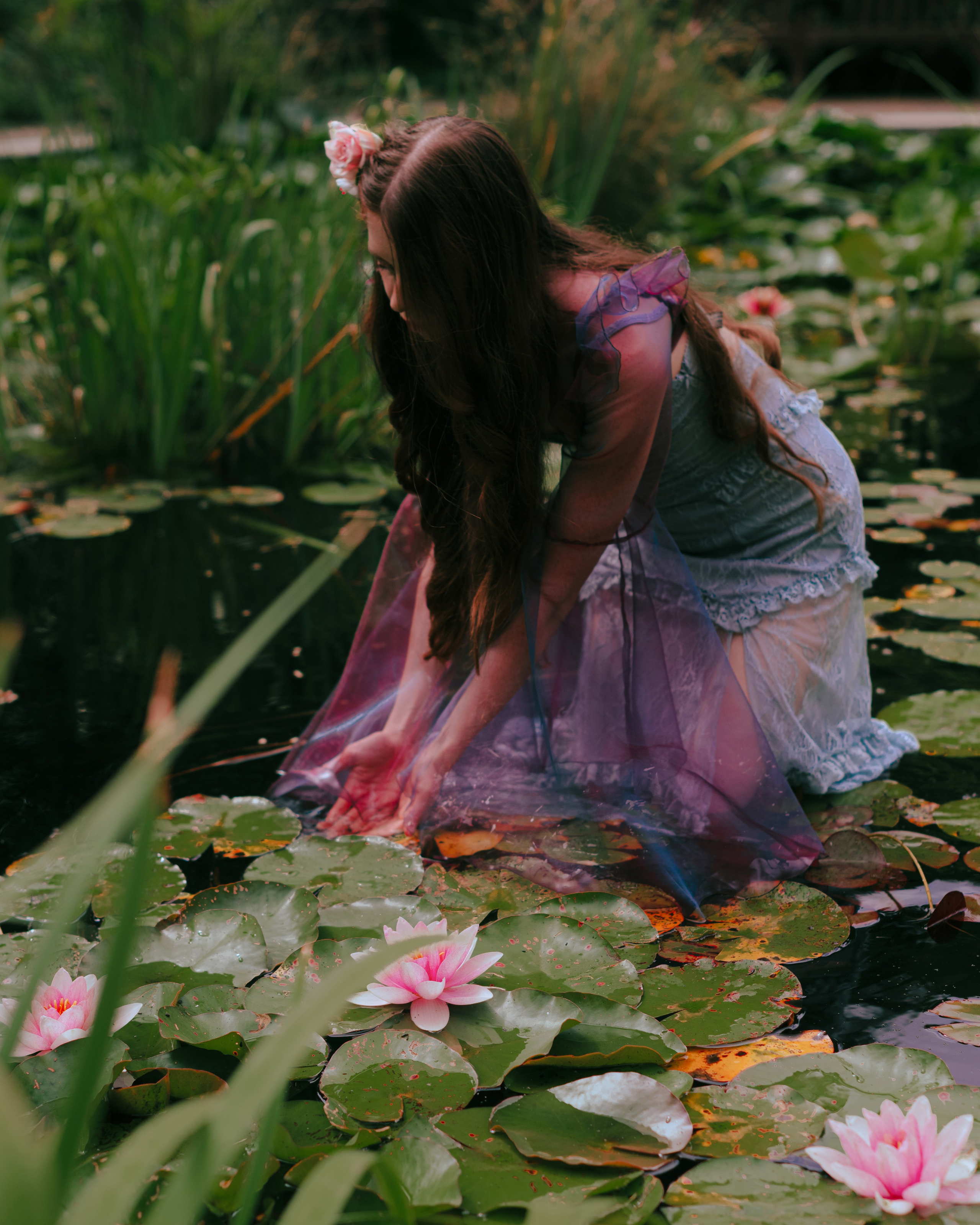 Fairy Photoshoot in a Lotus Pond. Moth & Moss Photography