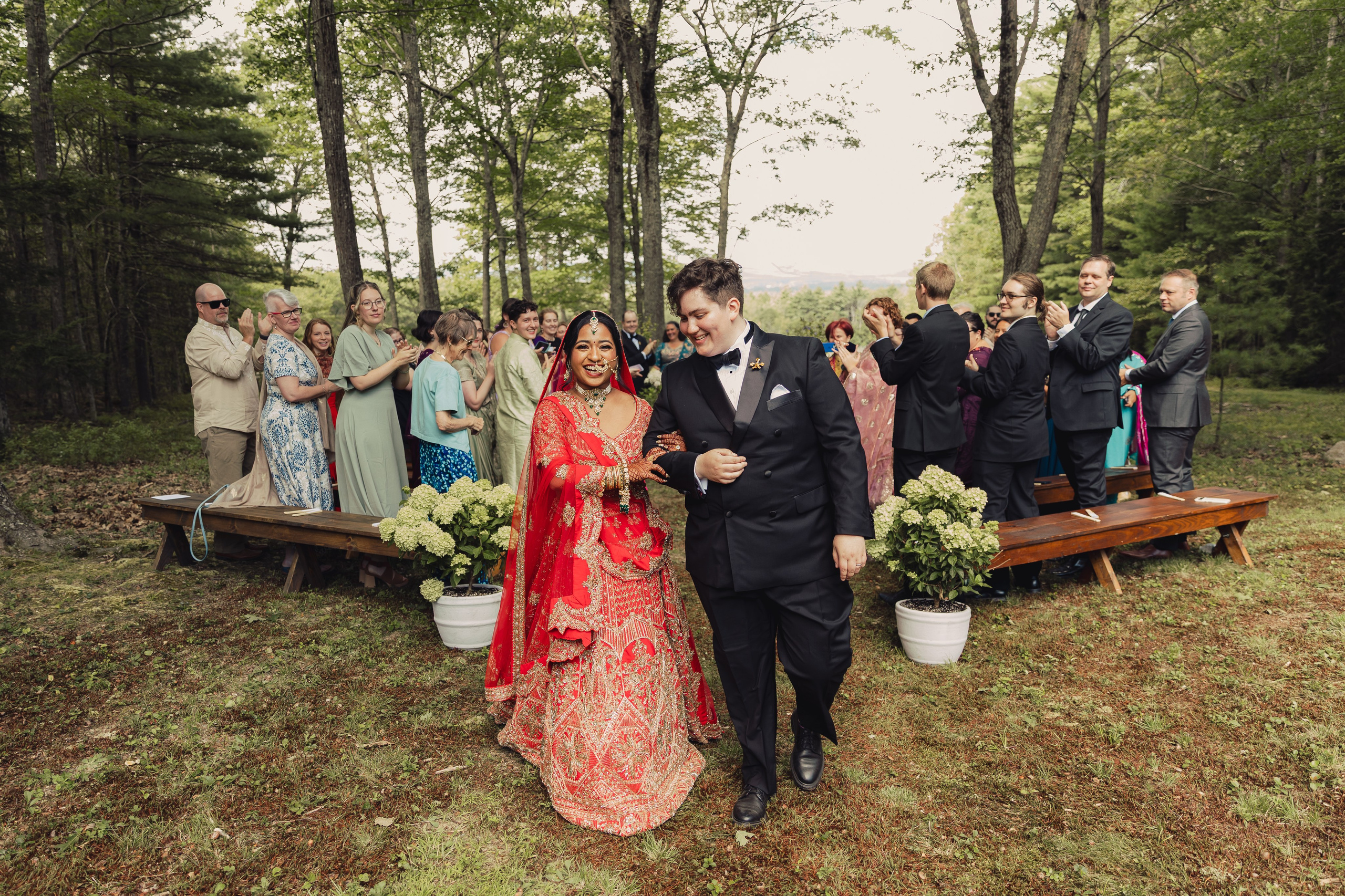 Two-Bride Multicultural Wedding in New Hampshire | Haldi & Nikah
