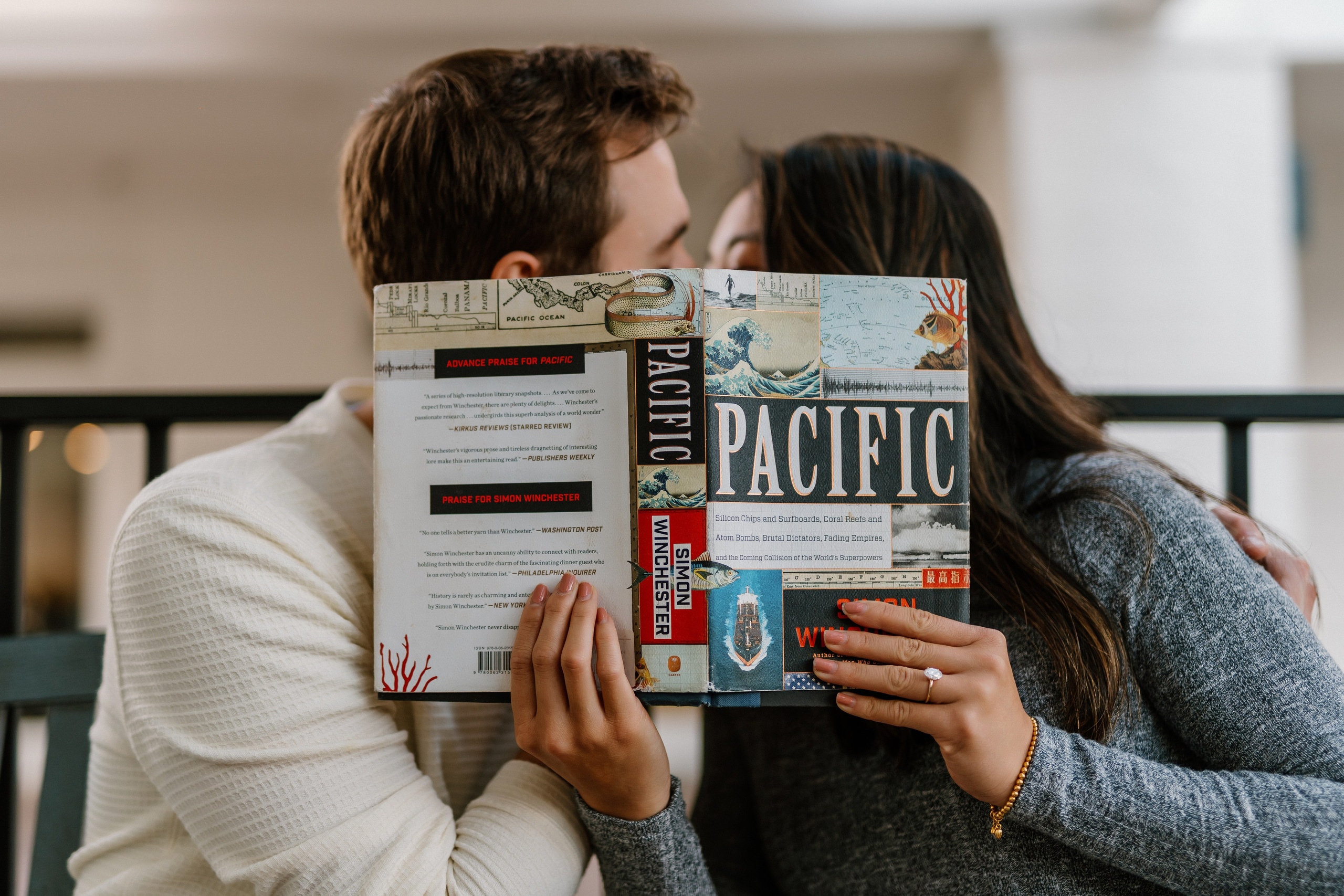 Engagement session at a coffee shop shop light and airy photo