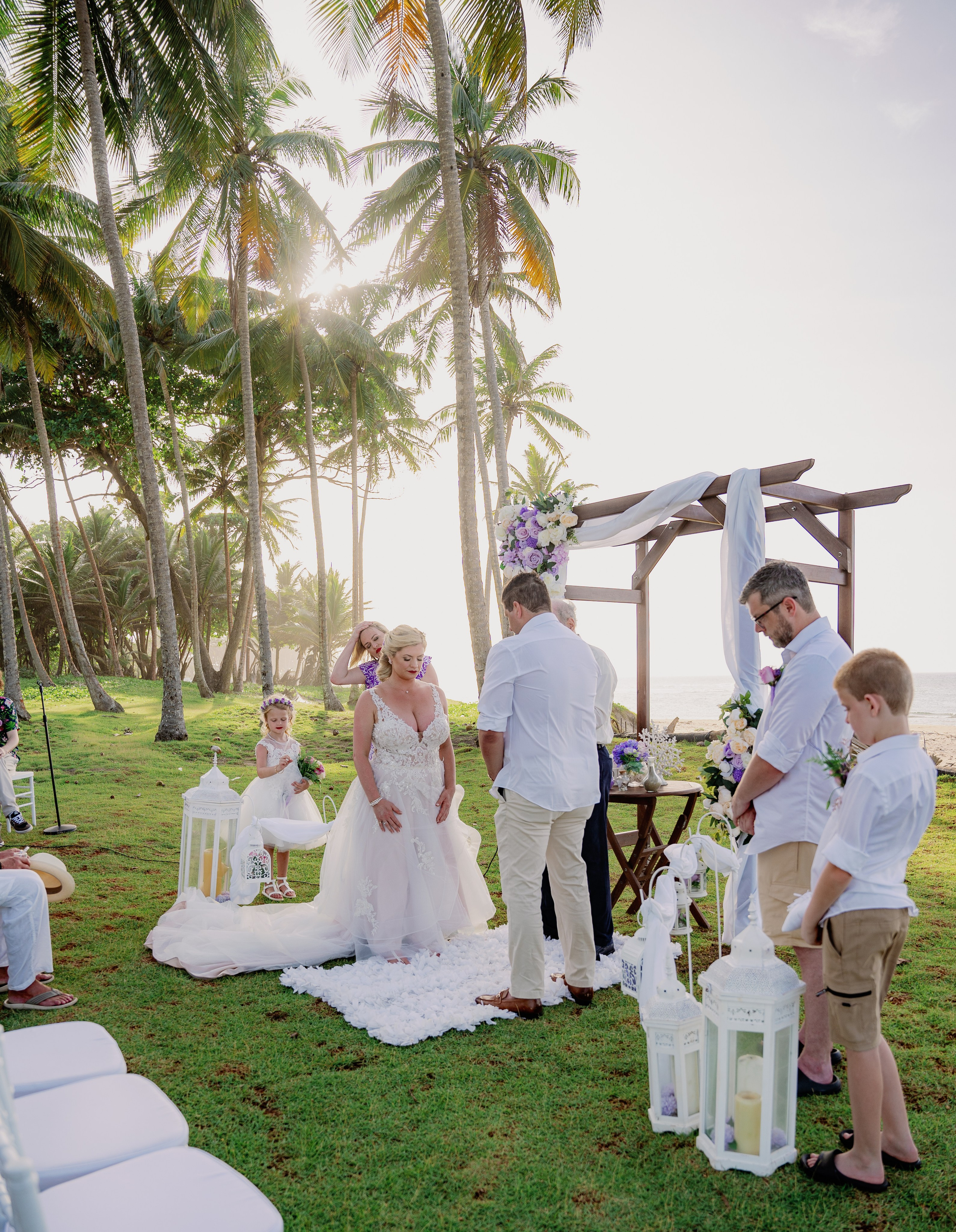 Bride and groom sharing a moment during their wedding ceremony in Puerto Plata.