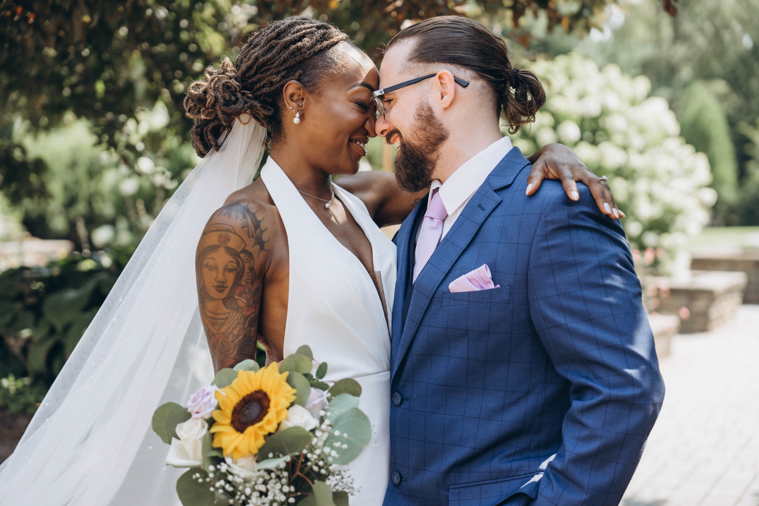 Timeless wedding photo capturing venue architecture and romance