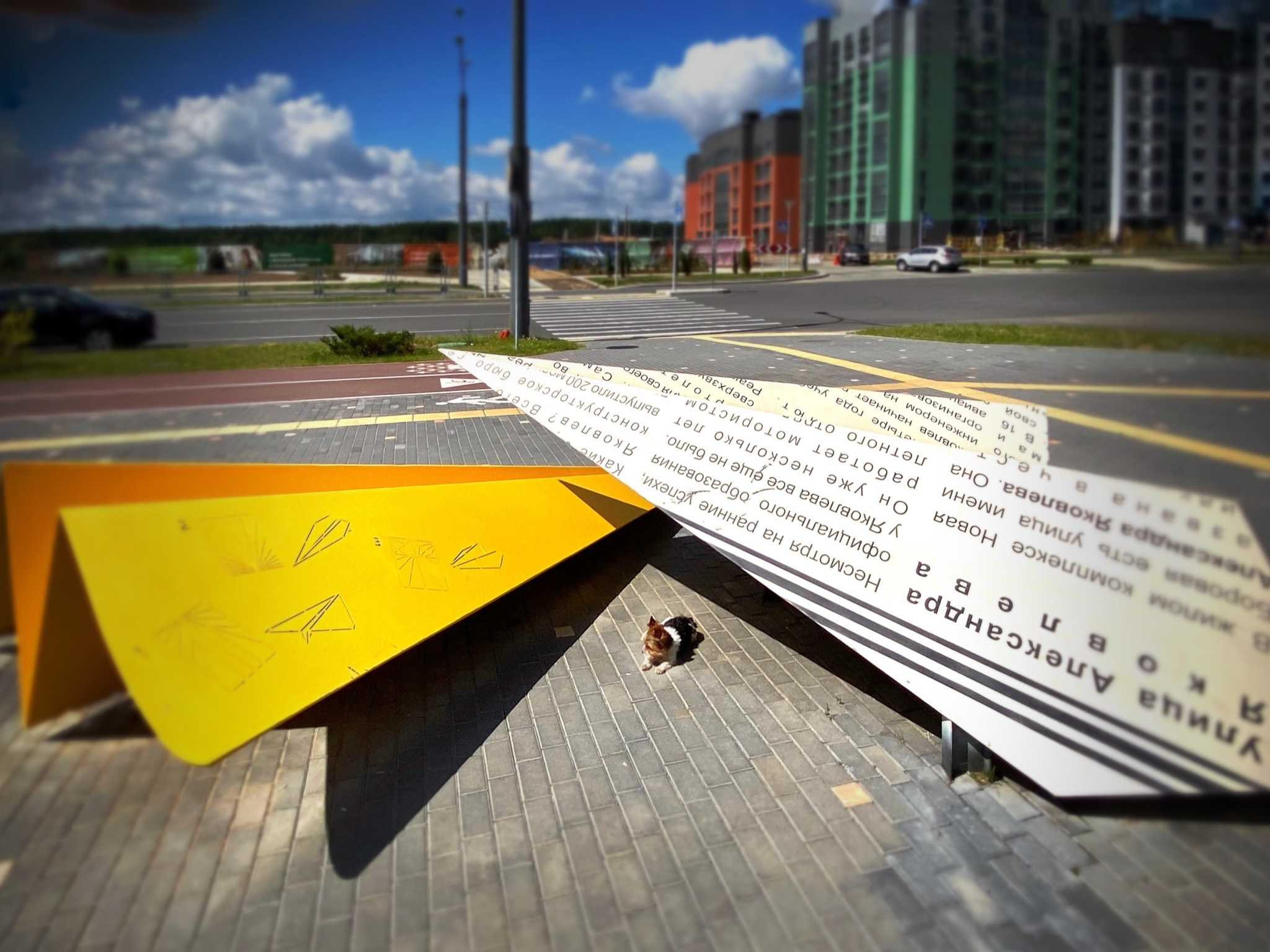 Скульптурная композиция «Самолёты» в Жилом комплексе «НОВАЯ БОРОВАЯ» (В соавторстве Л. Леснякова, П. Войницкий). 2019. Сталь, лазерная резка, сварка. Минск