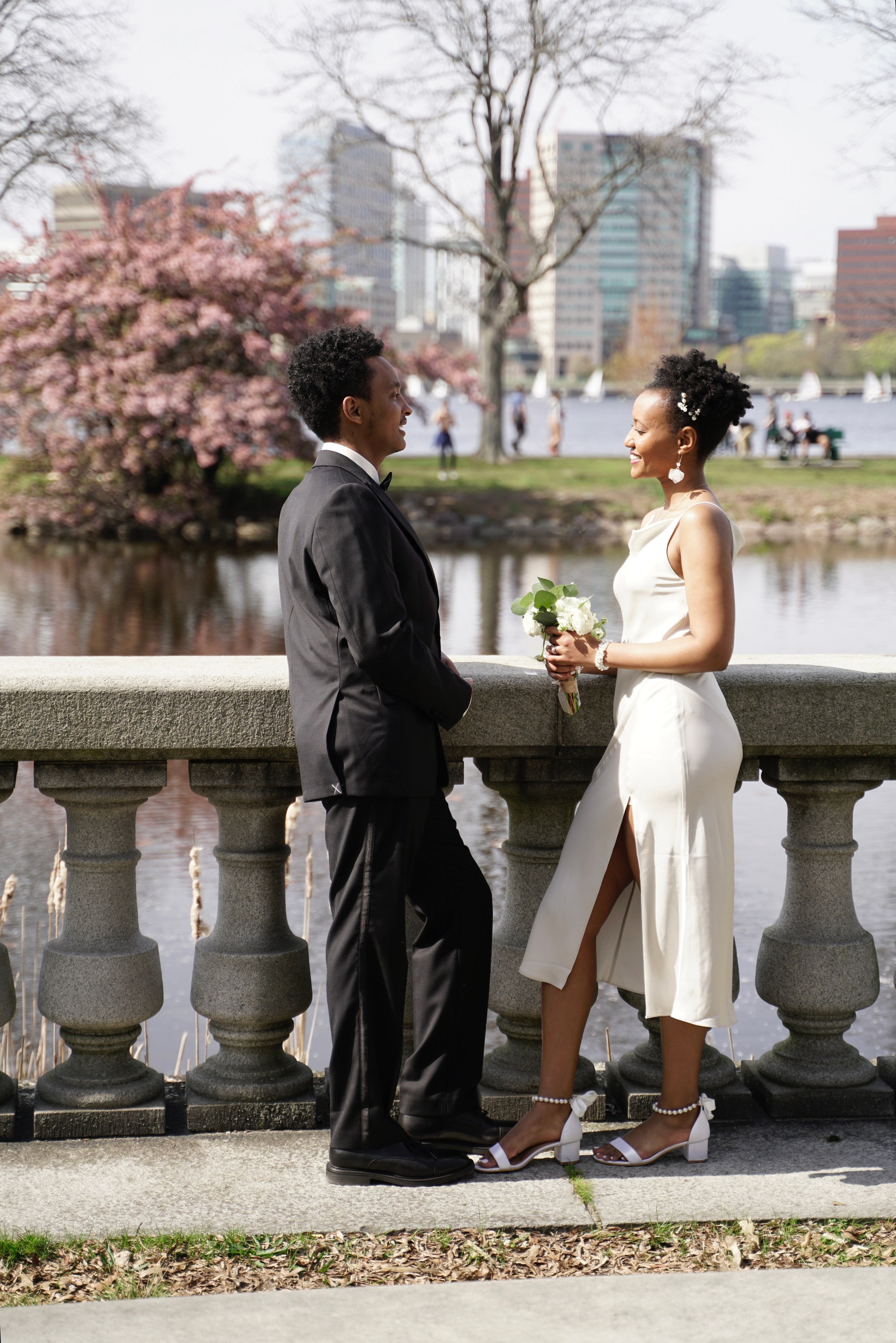 Sosina and Aaron at Charles river Esplanade. Stefanovich Photography | Boston, MA