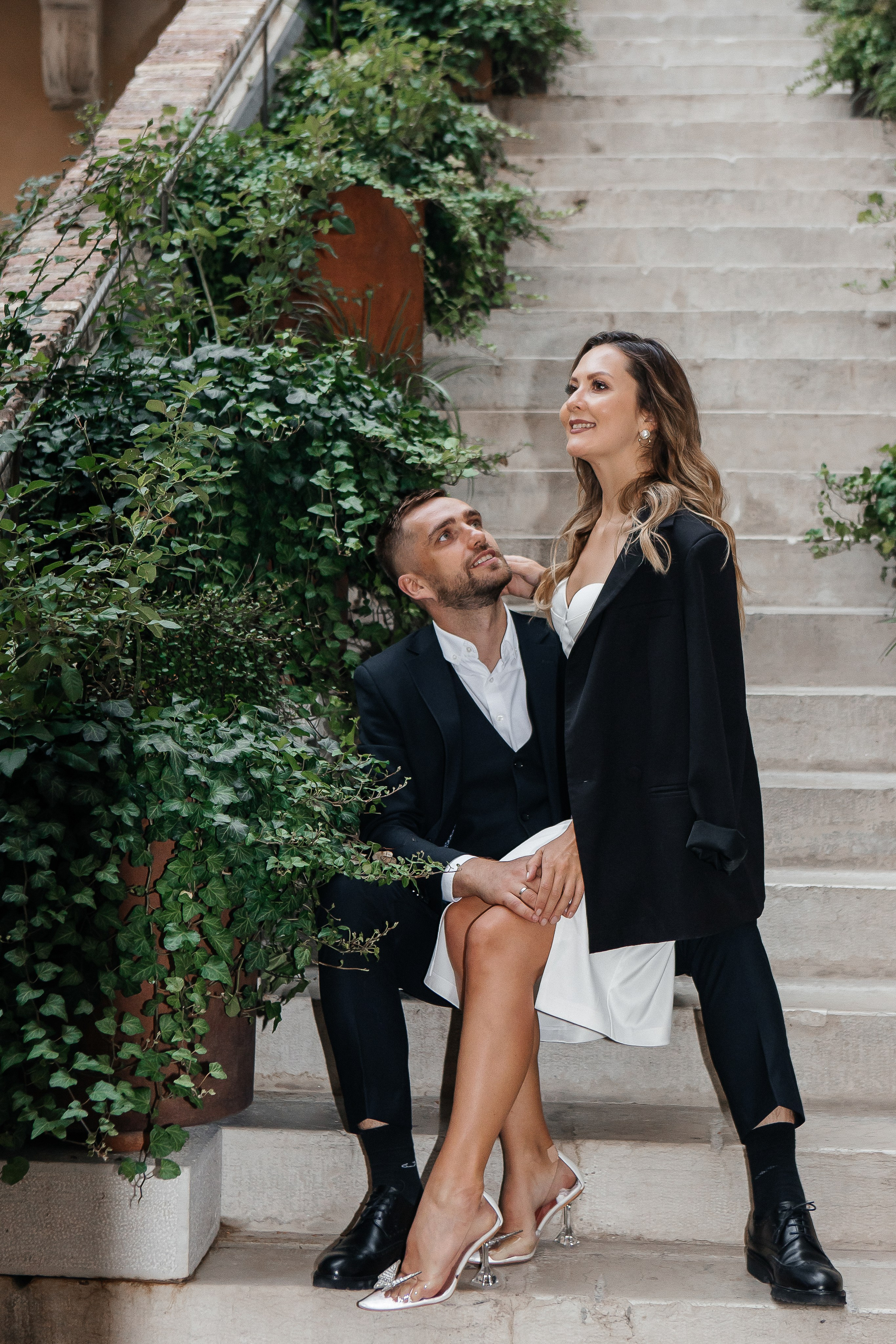 Love story in night Venice