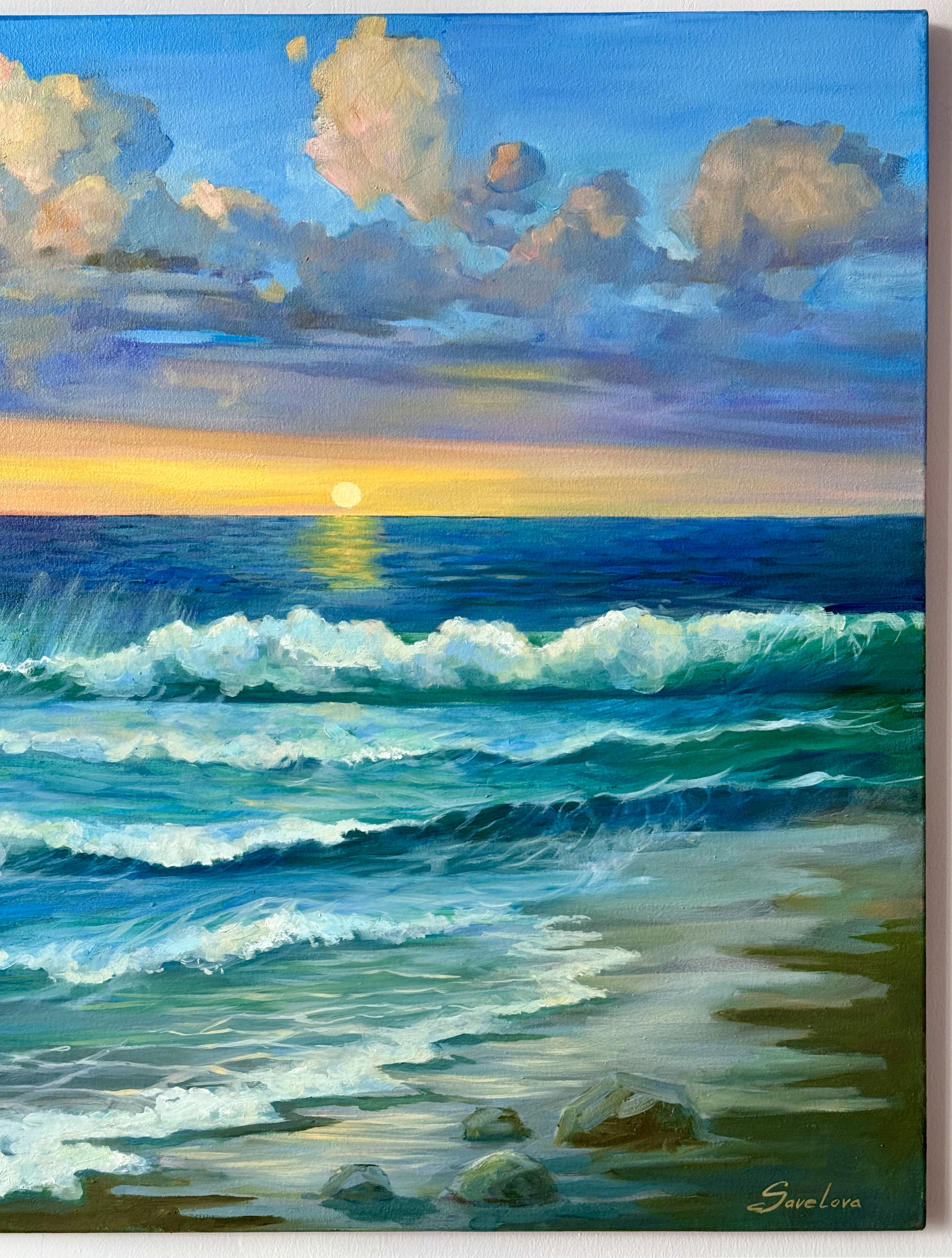 «Sea sunset with deep purple clouds». Художник живописец Савелова Ольга