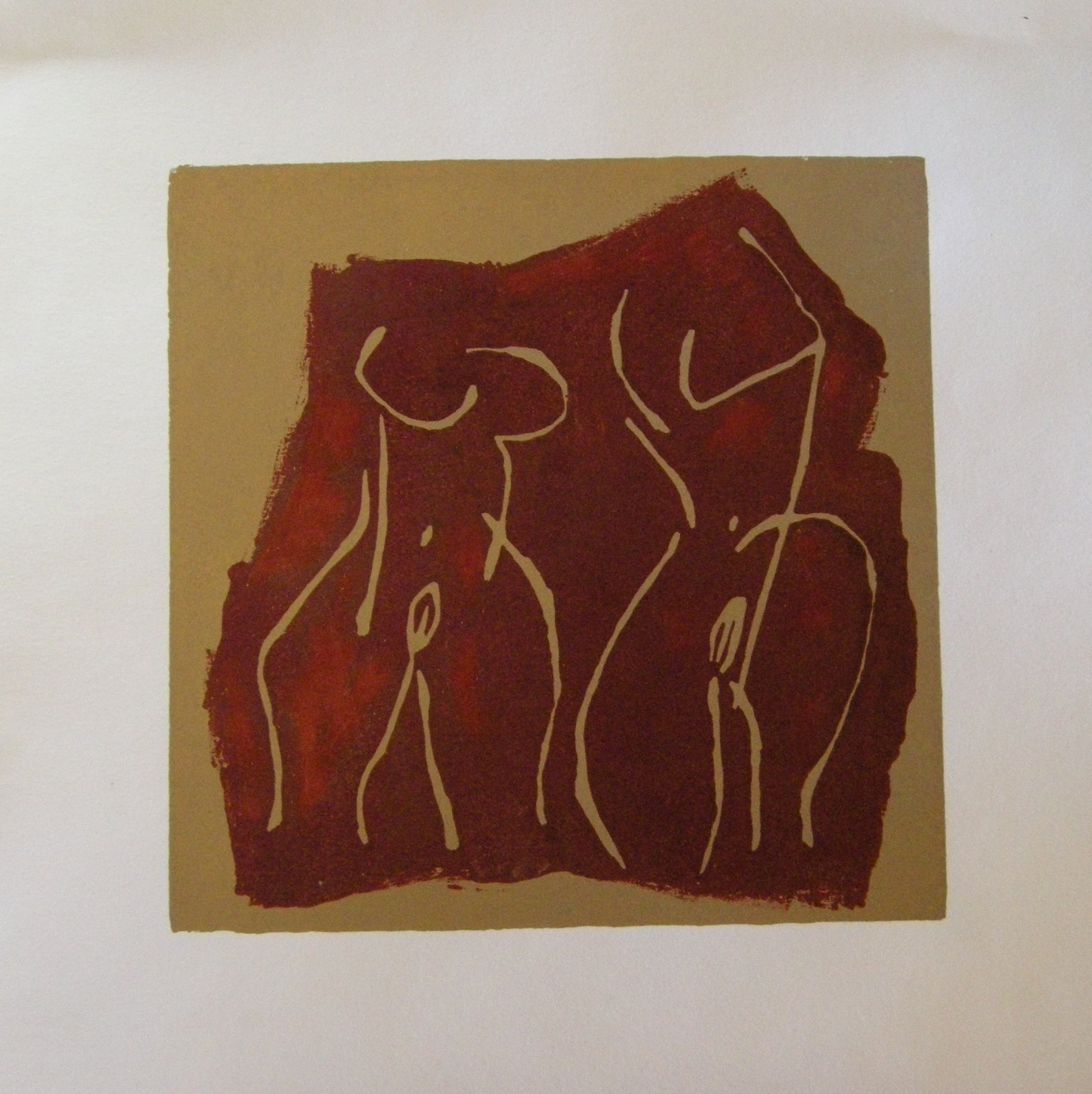 Akt rot-gold 2025 - 20x20 auf Papier 30x30