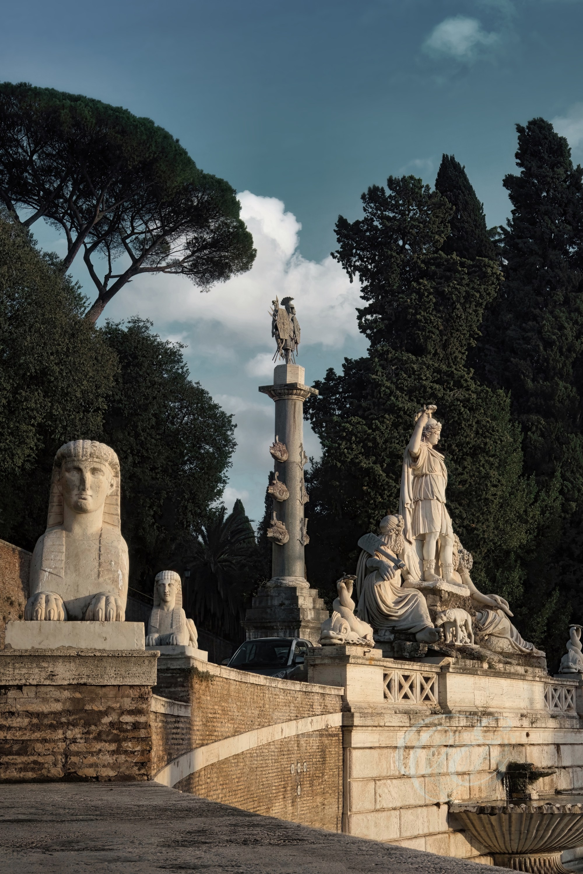 Rome Italy - Piazza del Popolo - The Pincian Hill sculpture - Eduardo Bartoli Fine Art Photography - The Pincian Hill sculpture at Piazza del Popolo, Rome, Italy – fine art photography by Eduardo Bartoli.