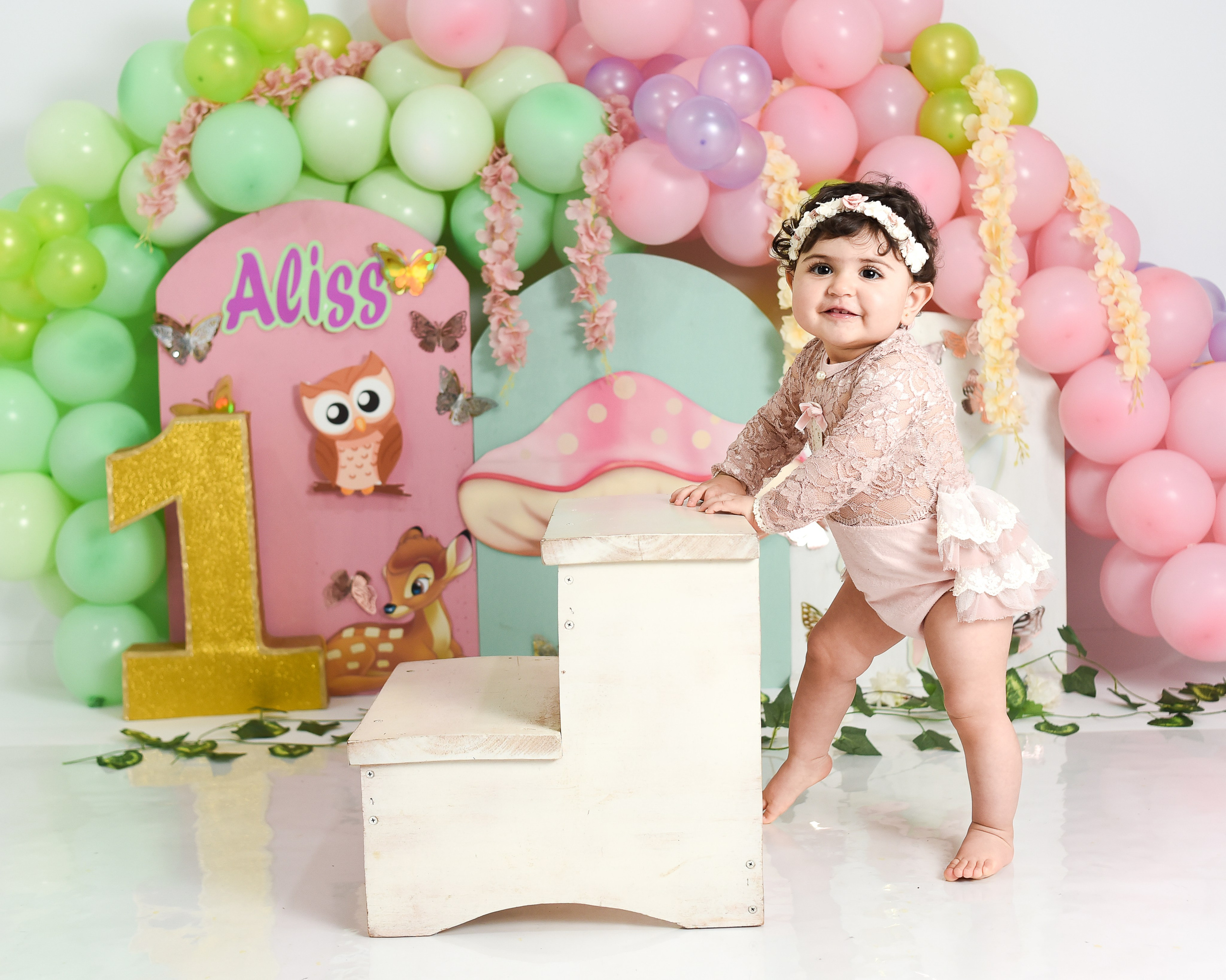 Sesión 1er año de Aliss. Temática: Bosque encantado. Fotografo de casamiento en misiones y fotógrafo de familia  Posadas