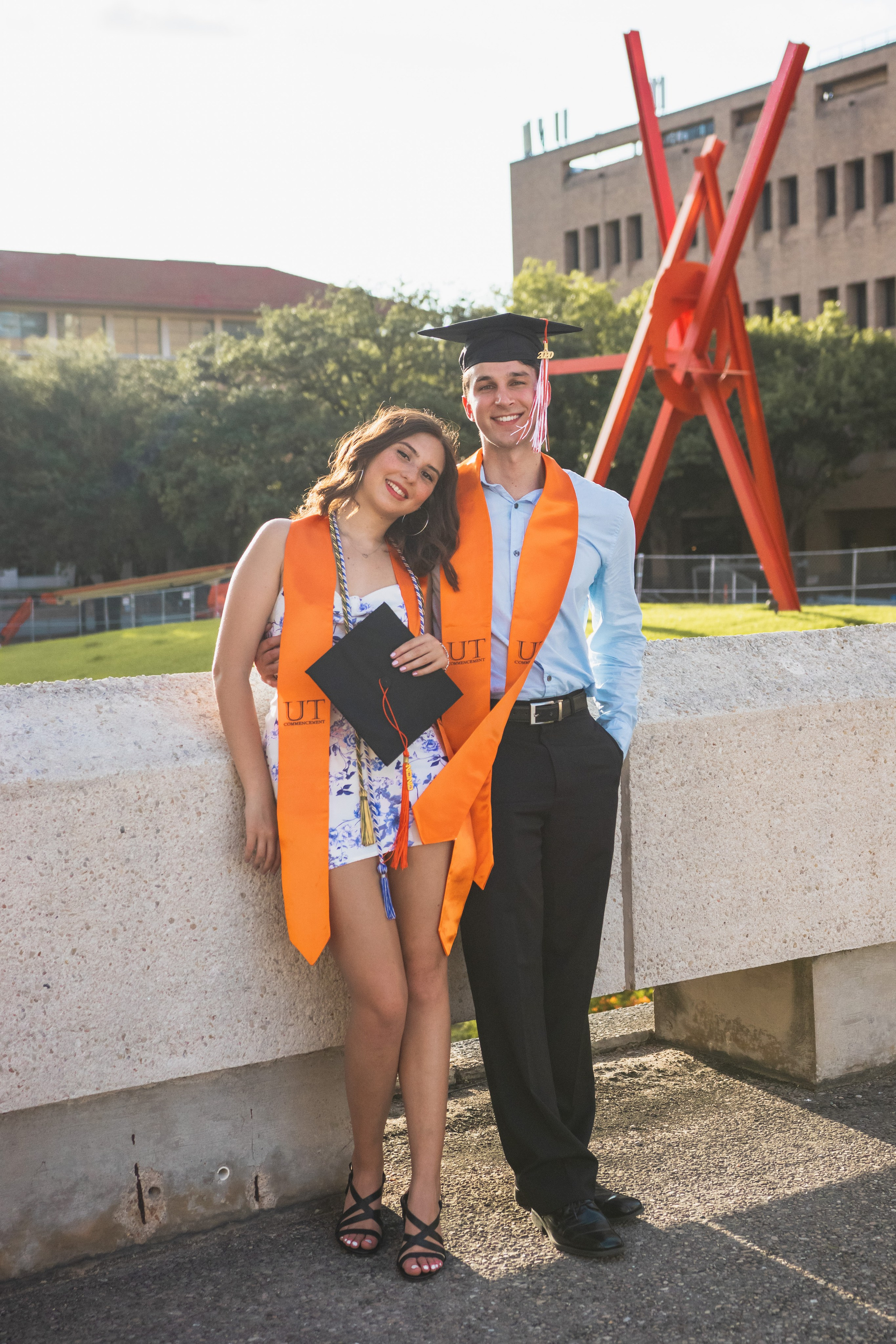 Group senior photoshoot at the University of Texas Austin