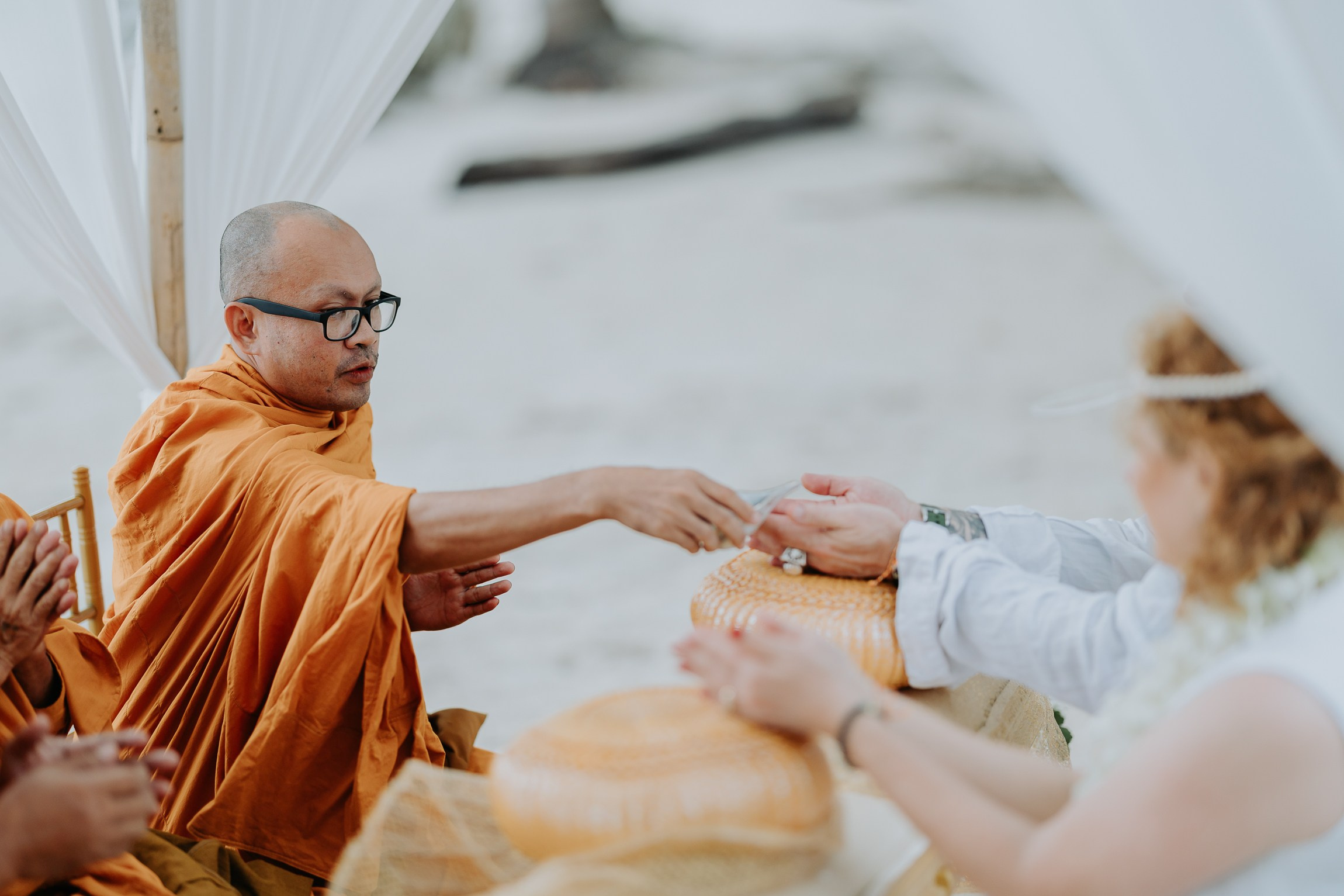 Simone & Matthias Peter. Buddhist blessing wedding Ceremony on Koh Samui, Thailand