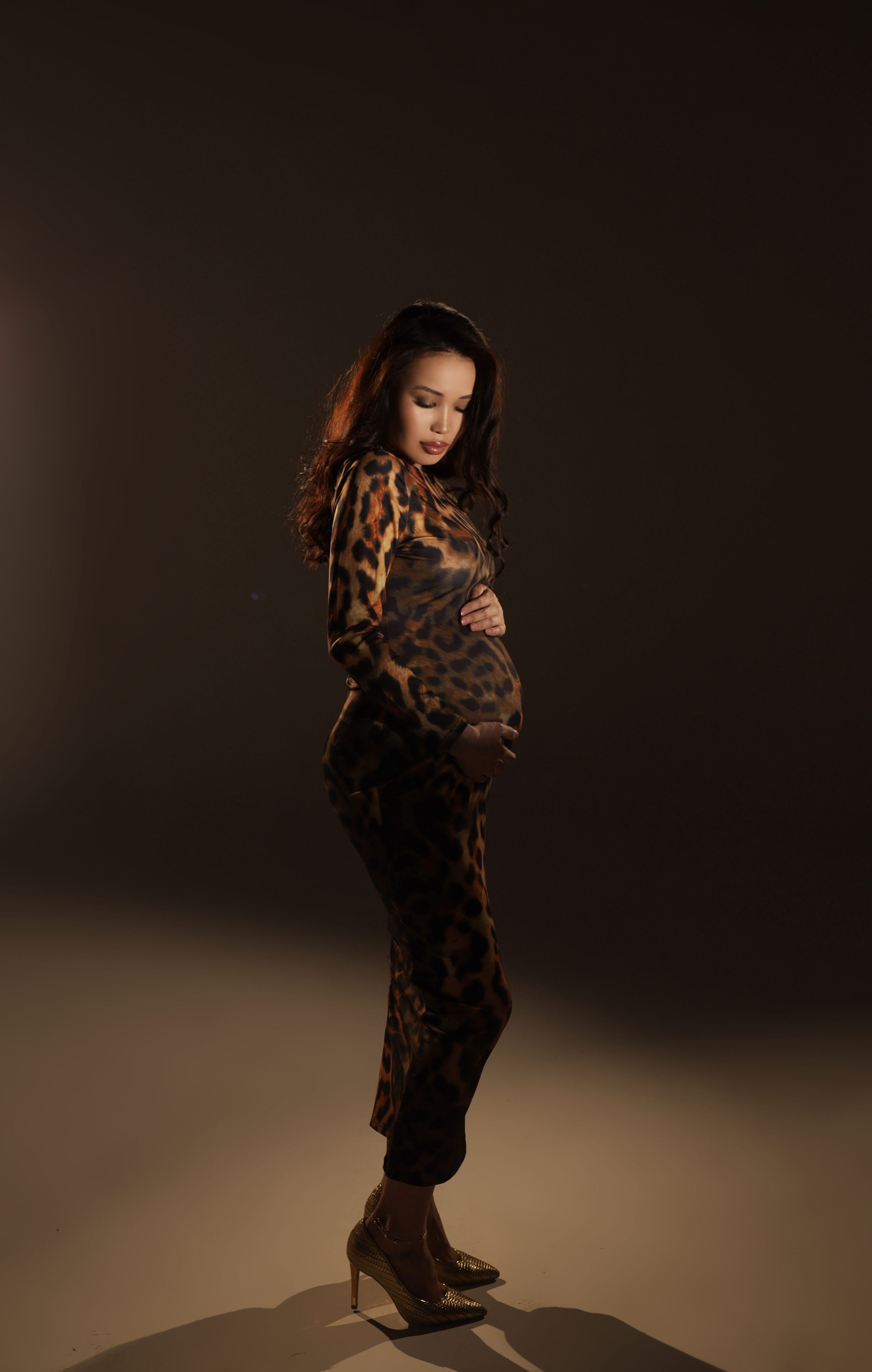 леопардовый принт, платье миди,размер S\M