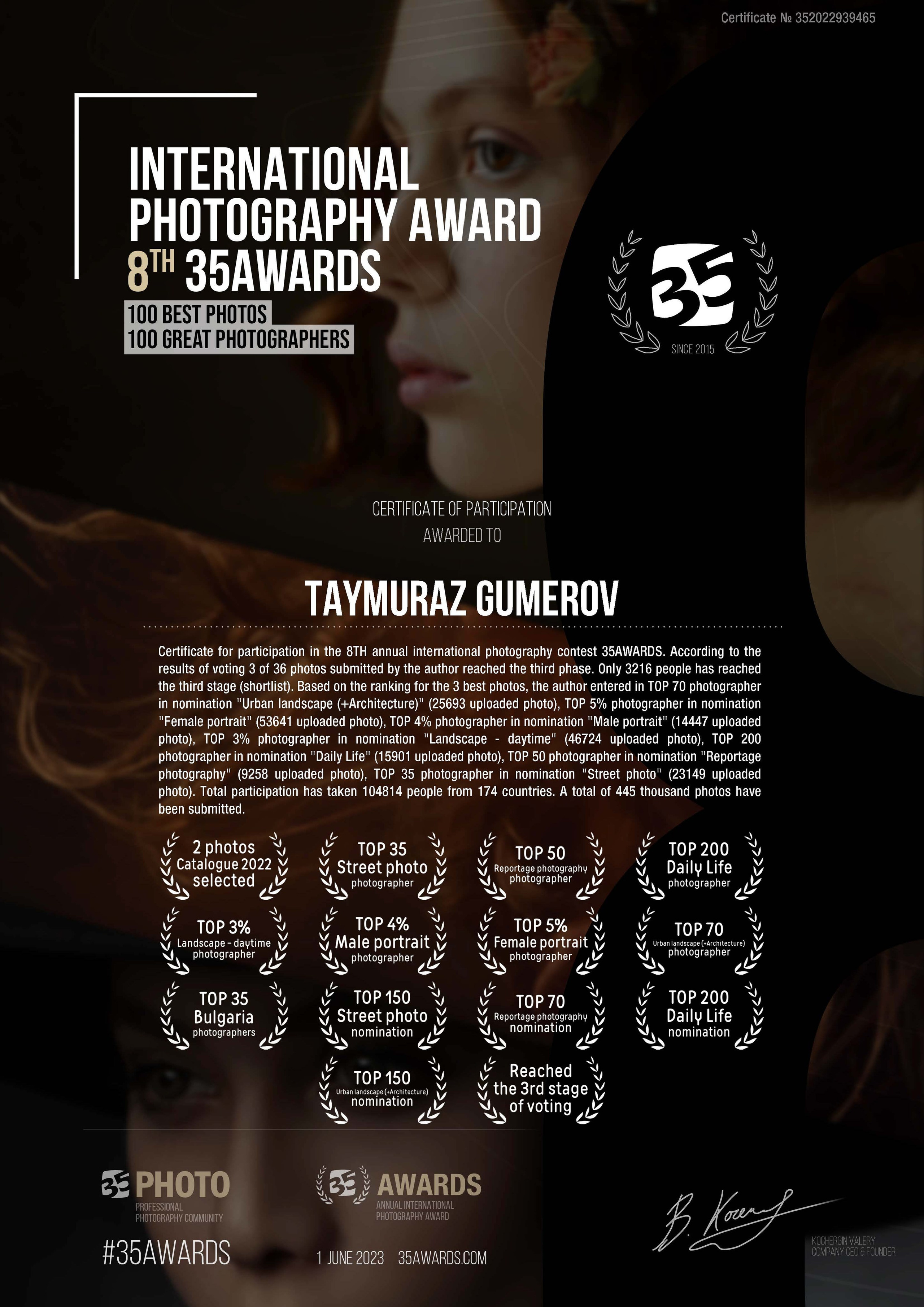 My Awards. Портретен и будоар фотограф в София | Таймураз Гумеров