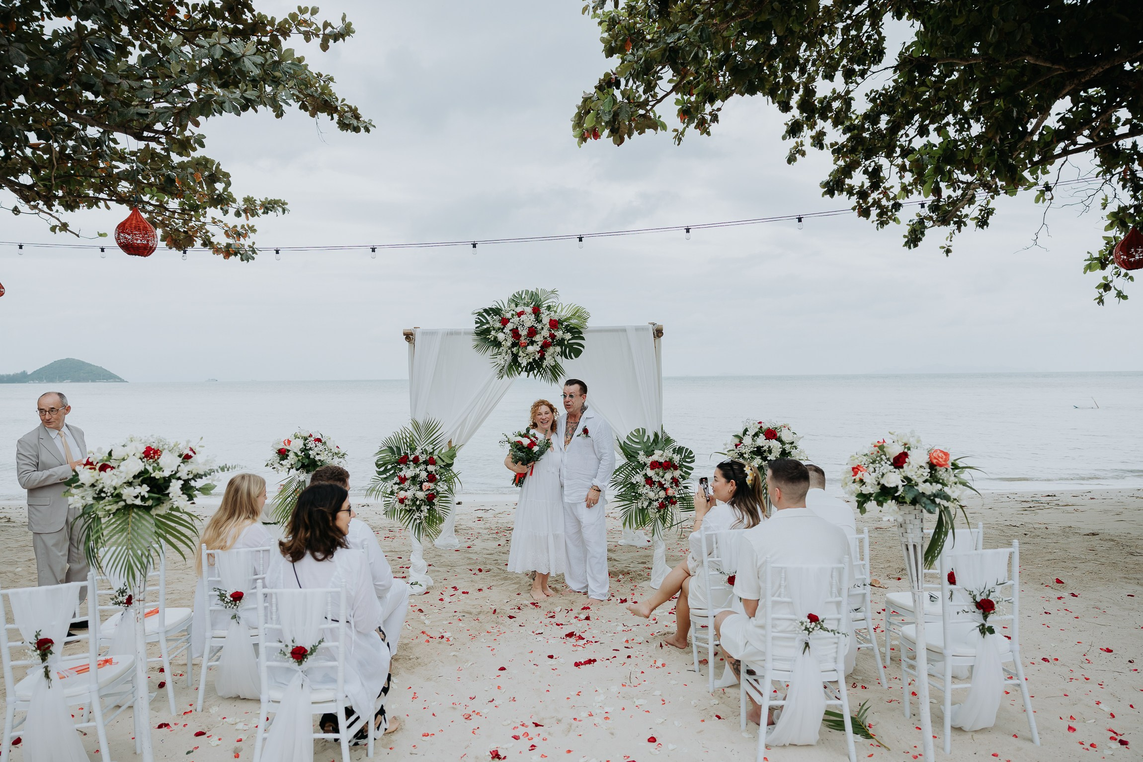 Simone & Matthias Peter. Buddhist blessing wedding Ceremony on Koh Samui, Thailand