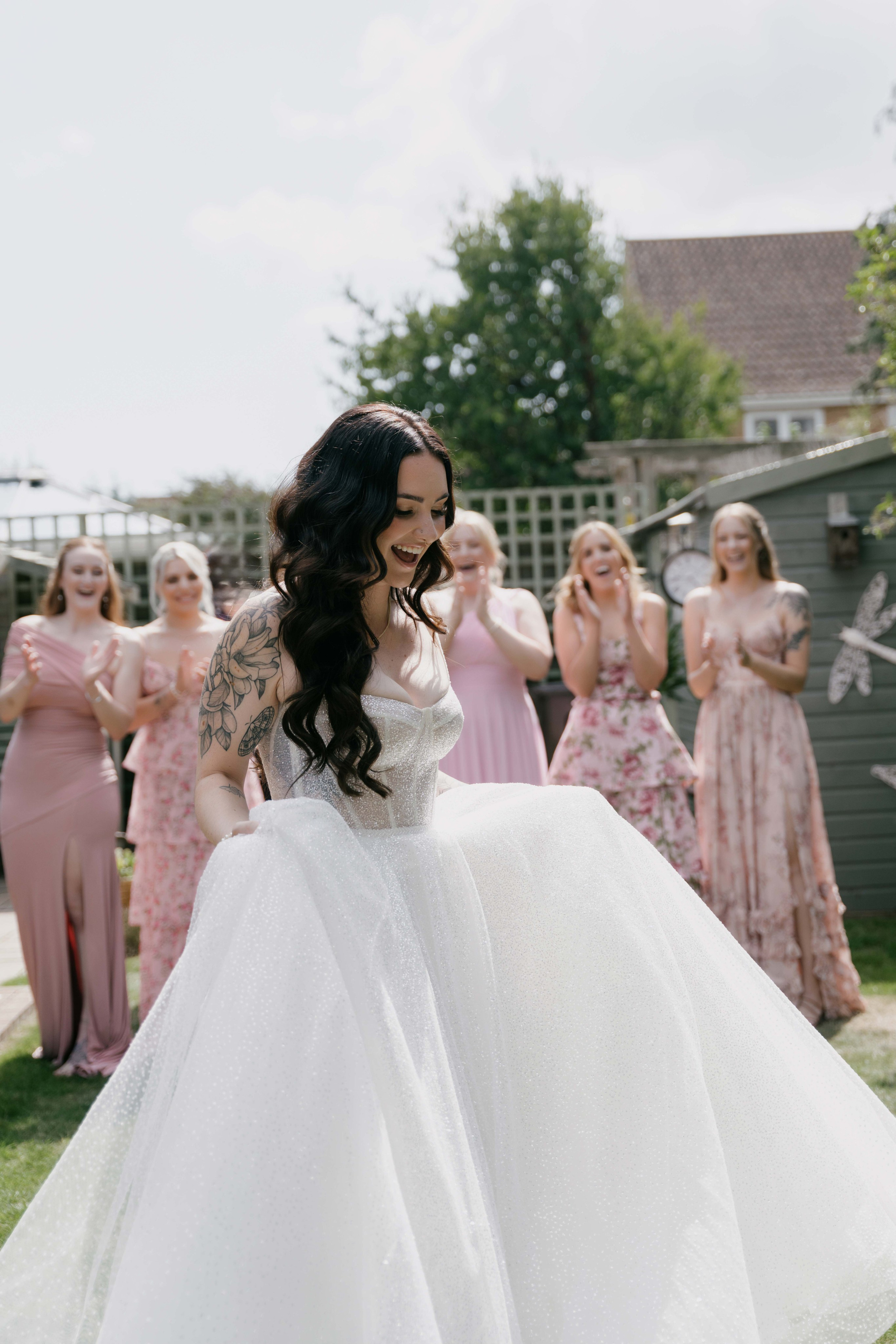     bride in wedding dress preparation at historic Essex venue