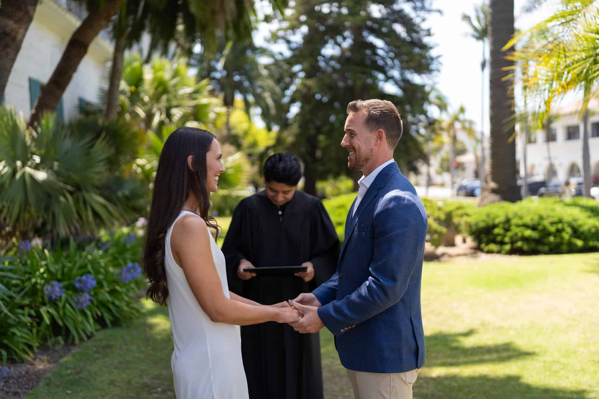 Outdoor wedding ceremony at Santa Barbara Courthouse garden