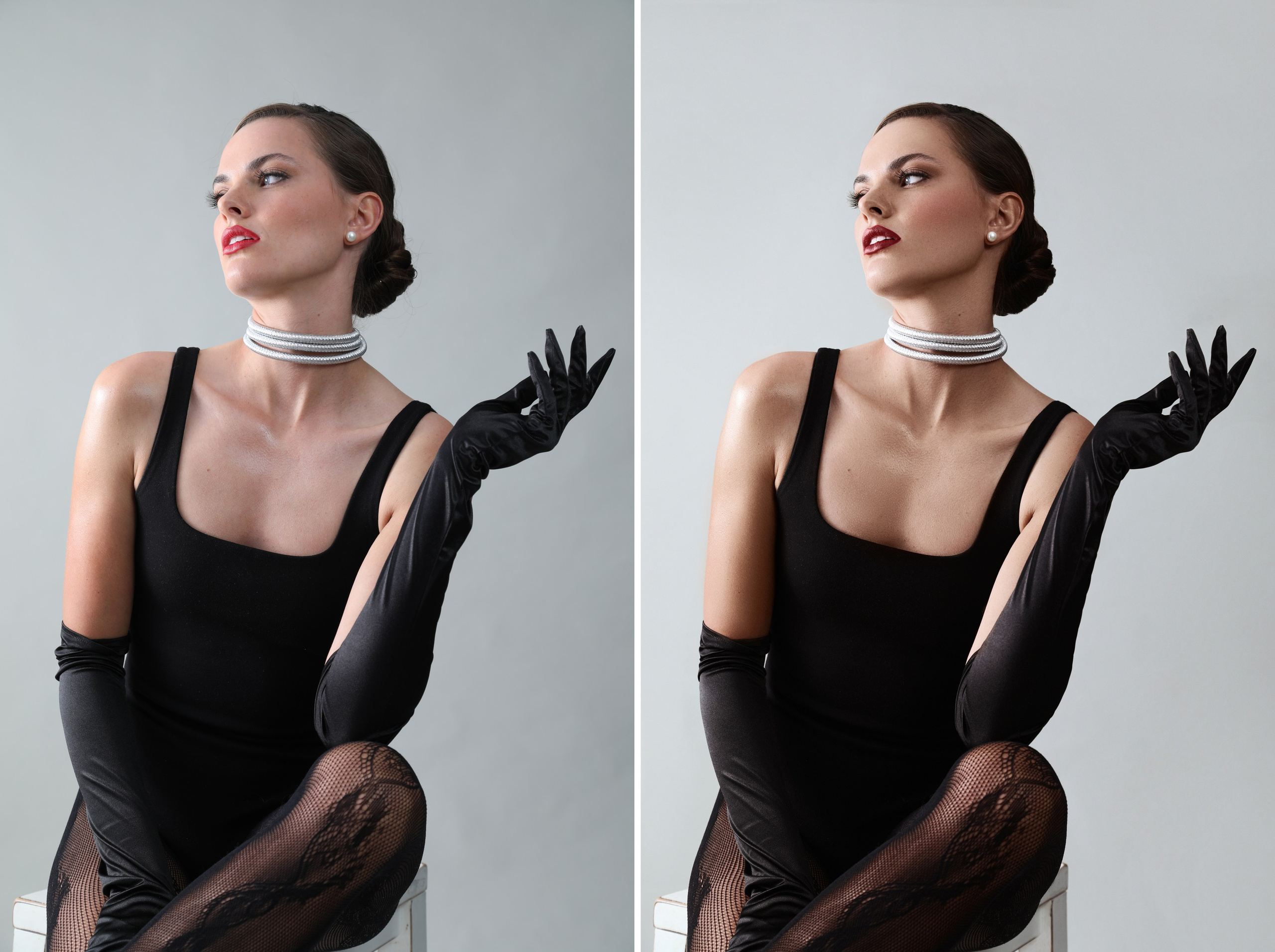 High-End Fashion retouching photos in the pool in swimsuit. Professional services from Retoucher Olha Kompaniiets