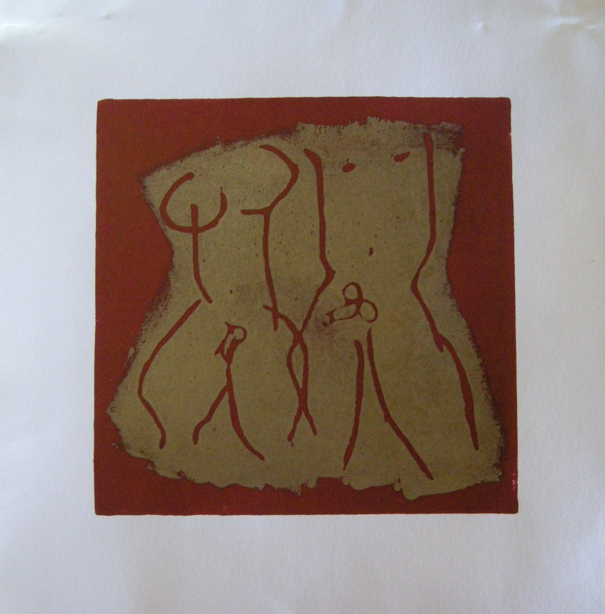 Akt rot-gold 2025 - 20x20 auf Papier 30x30
