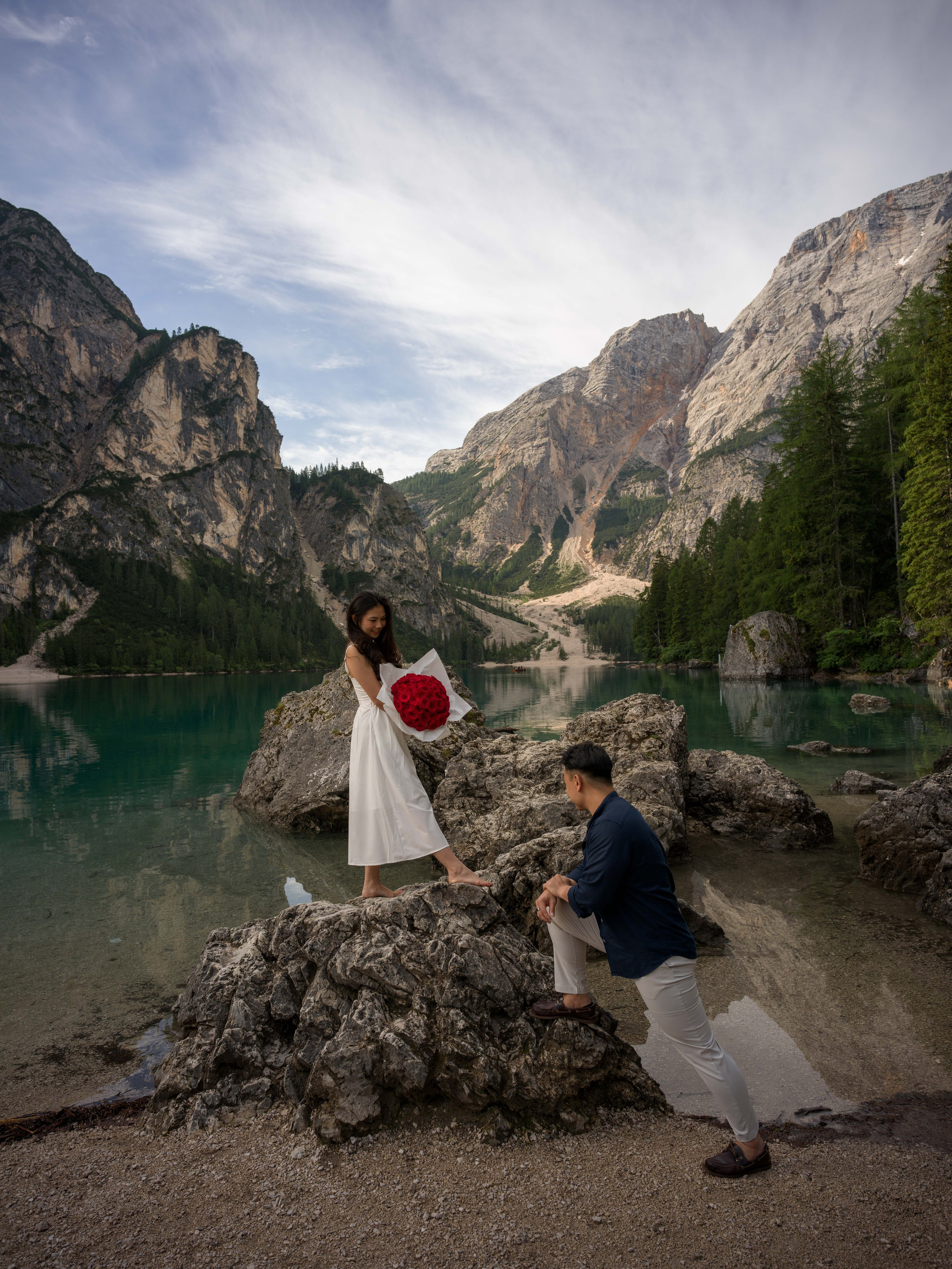 Proposal, Lake Braies, the Dolomites