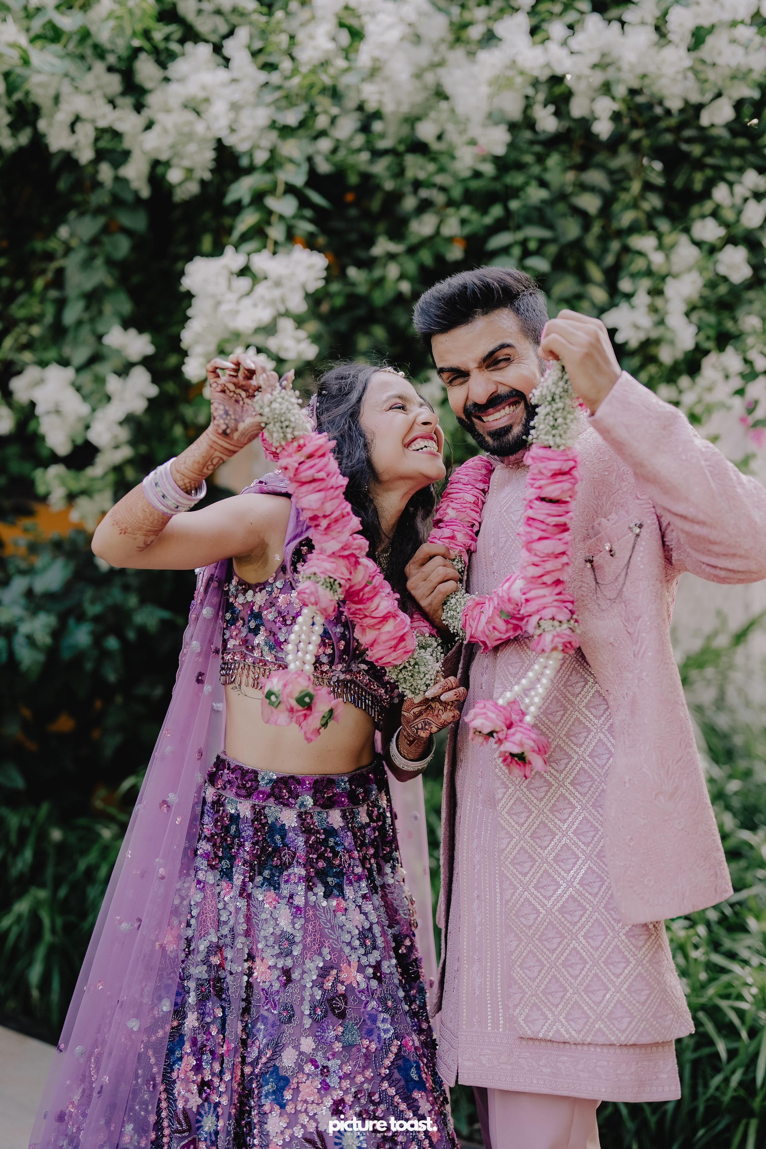 Varamala Ft. Barbie & Aneesh. Fine art Wedding Photographers in India & Canada