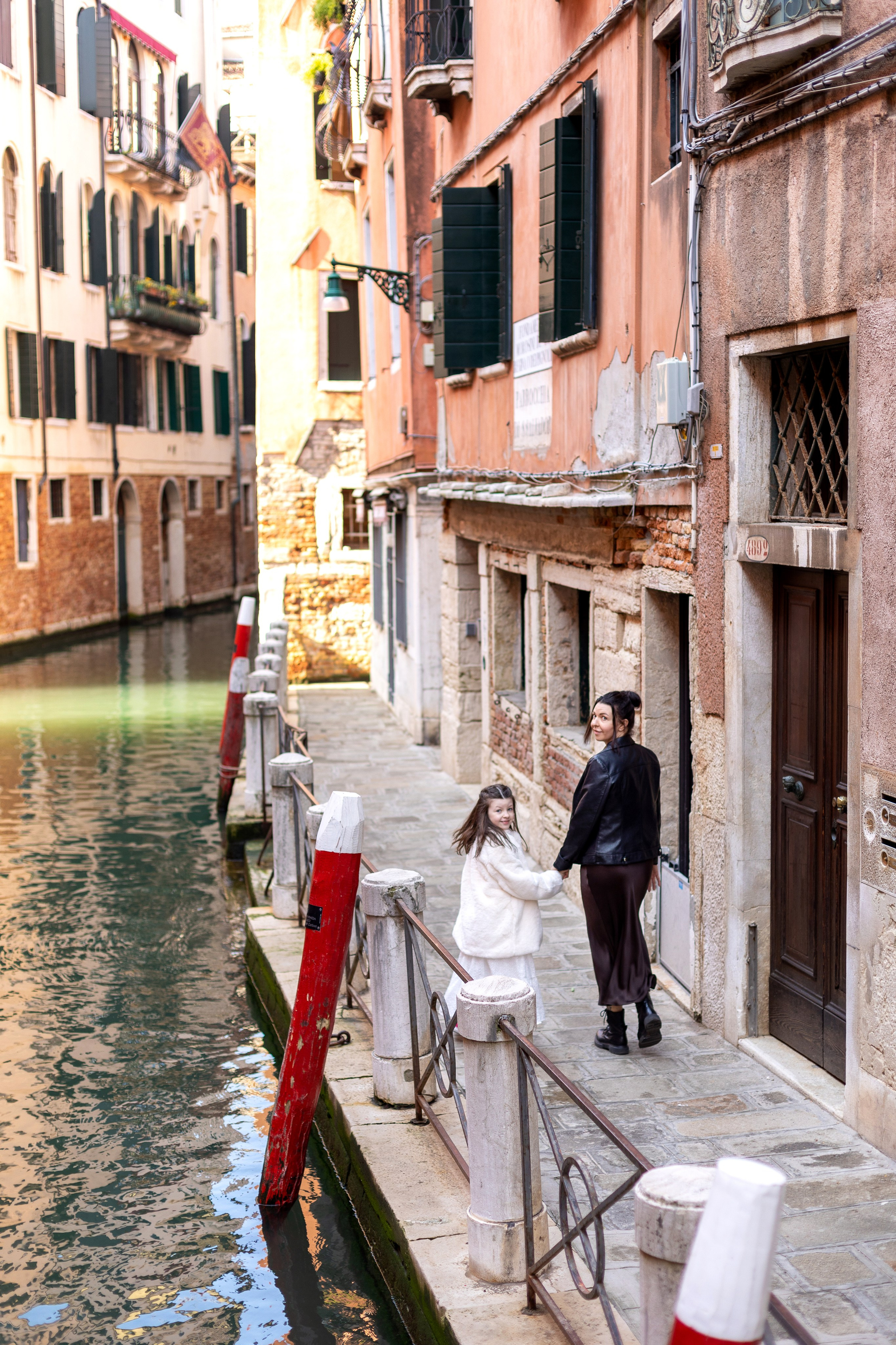 Mother and daughter at sunrise