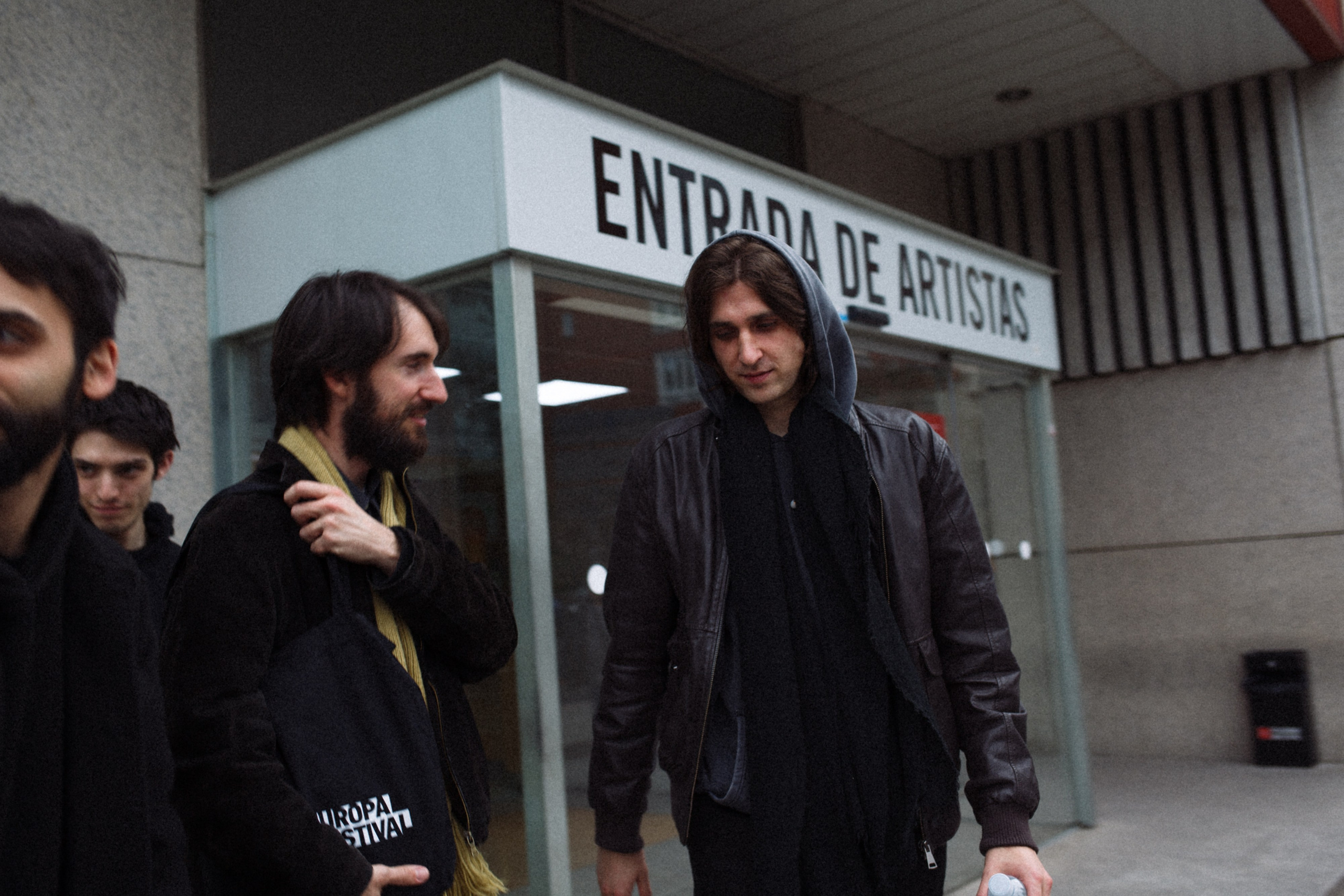 Massimo Silverio in front of the artists' entrance at Teatros del Canal