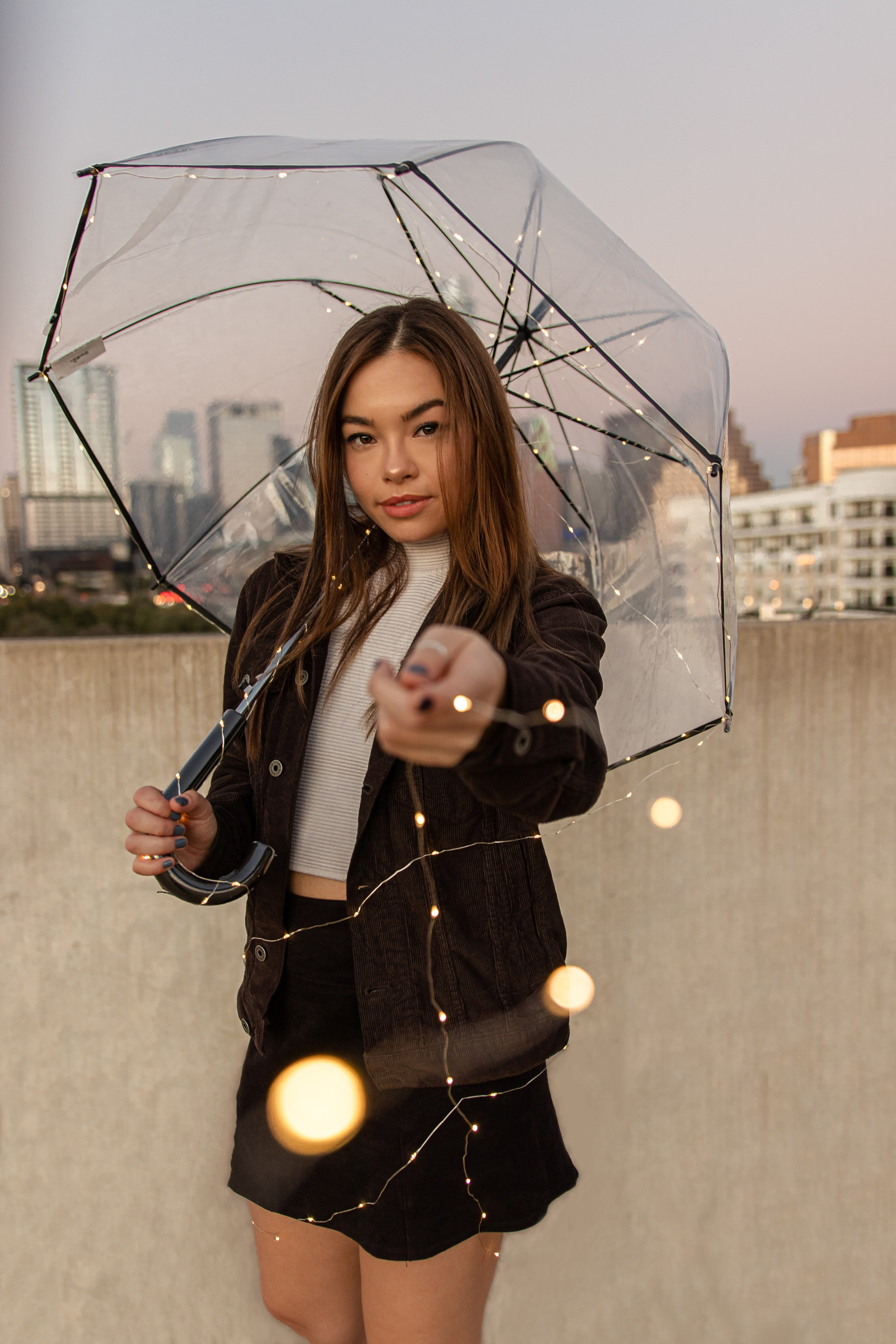 Anna’s photoshoot on a rooftop in downtown Austin
