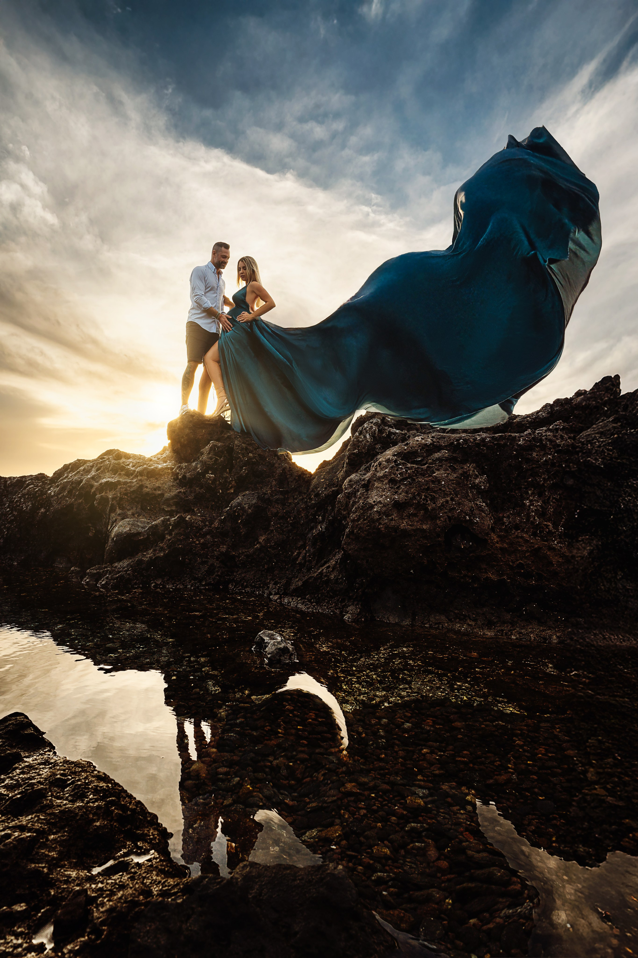 Фотосессия беременности на Тенерифе — съёмка для будущих мам. Таня Боннет | Профессиональный фотограф на Тенерифе — Летящие платья