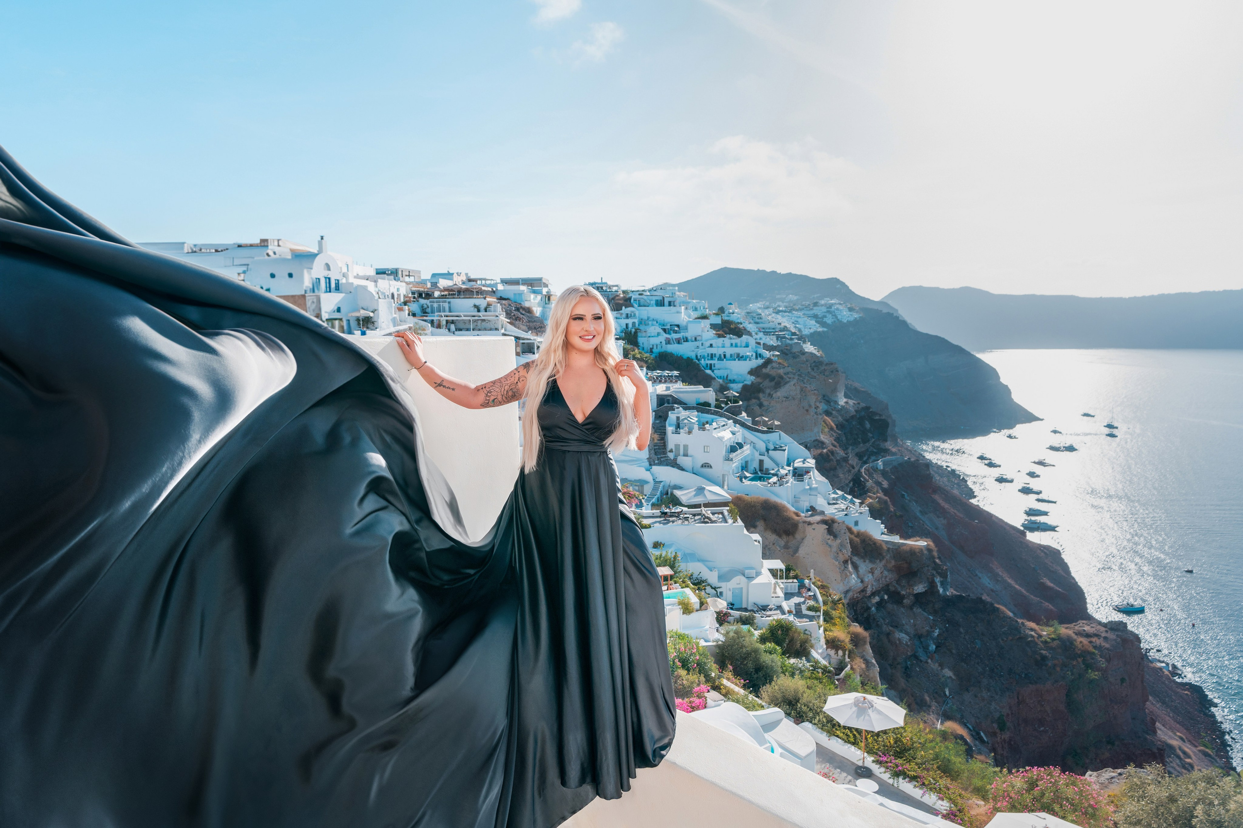 Santorini Photoshoot flying dress