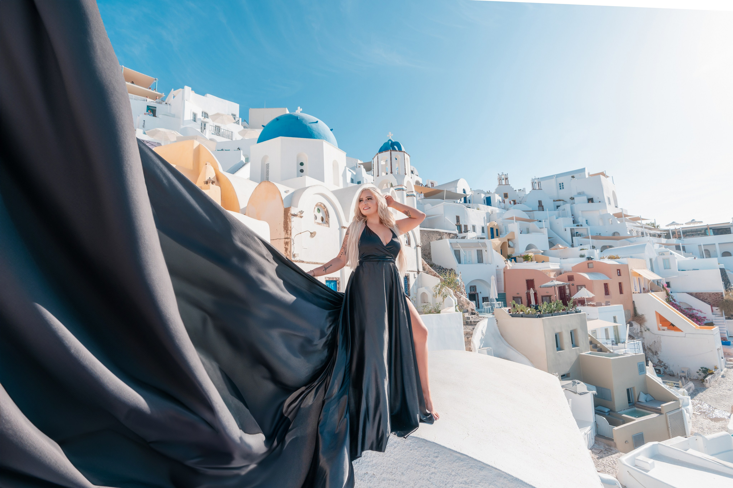 Santorini Photoshoot flying dress