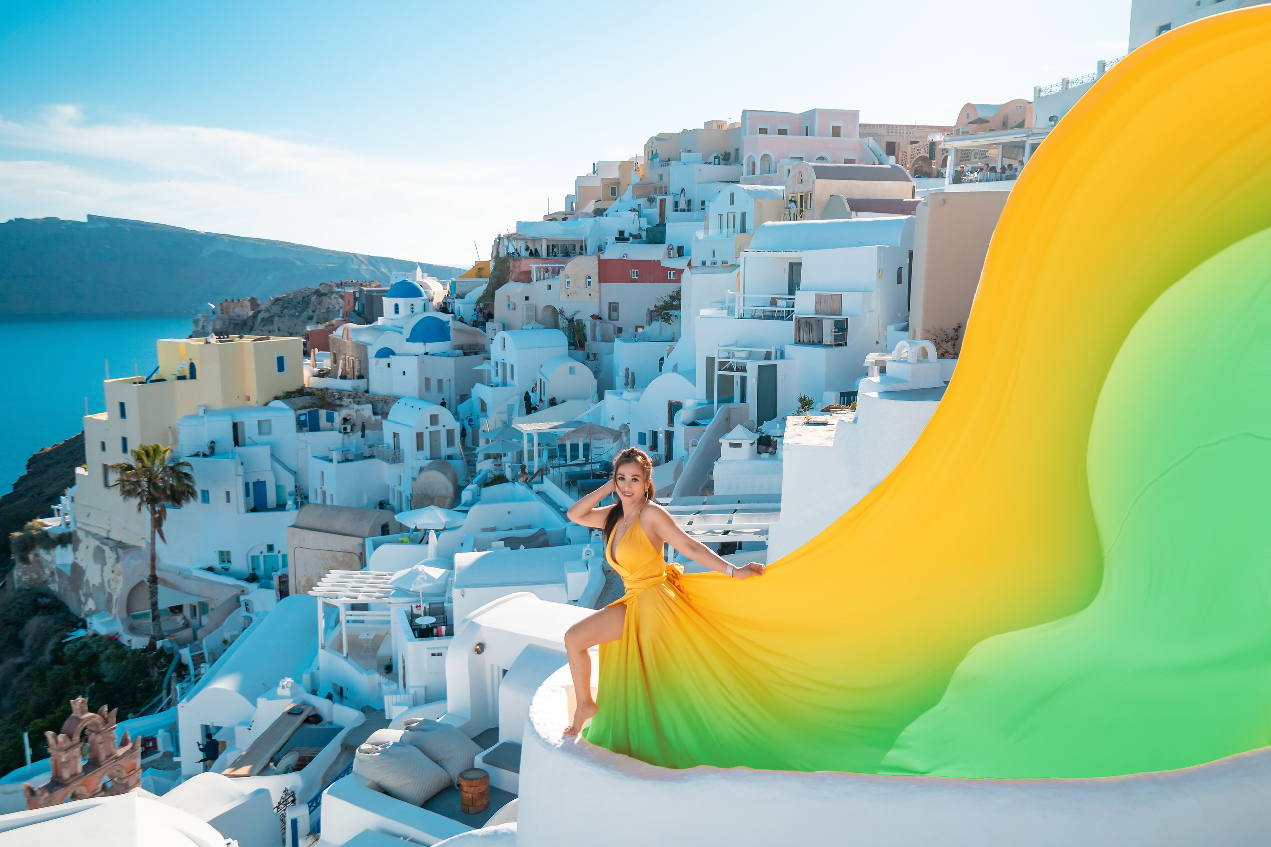 Flying Dress santorini. Photographer in Santorini SokoLOVE Alex| Flying Dress Santorini