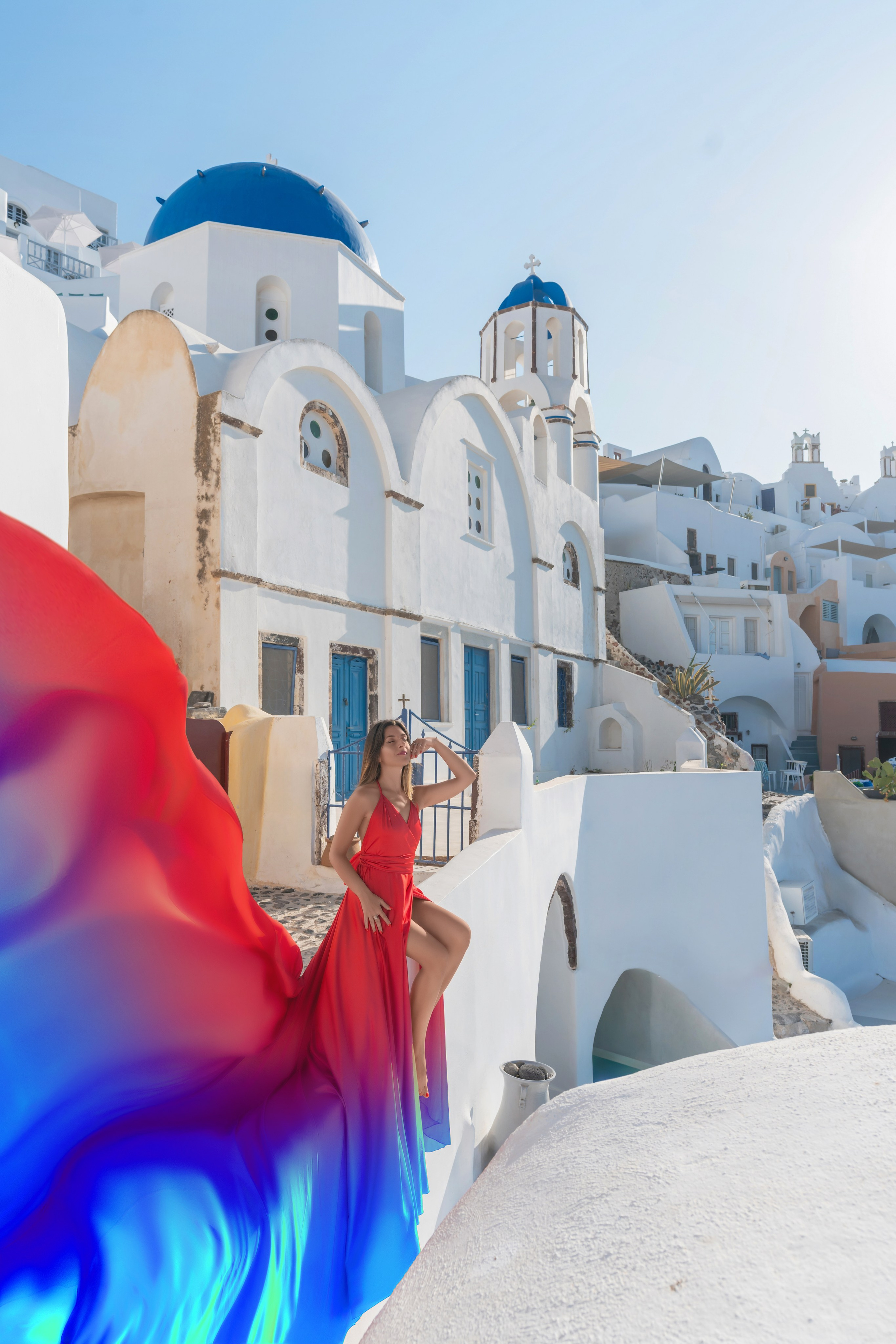 Flying dress photographer in Santorini  Alex Sokolove | Santorini photoshoot price | Cost Santorini Flying dresses rent. Flying Dress Santorini Photographer | SokoLOVE — Book 2026